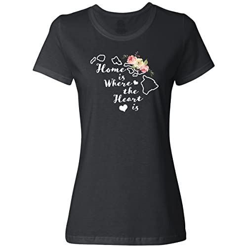 Inktastic Hawaii Home is Where The Heart is Watercolor Print Women's T-Shirt - Casual Comfort for Beach Vacations, Tropical Getaways & Everyday Wear