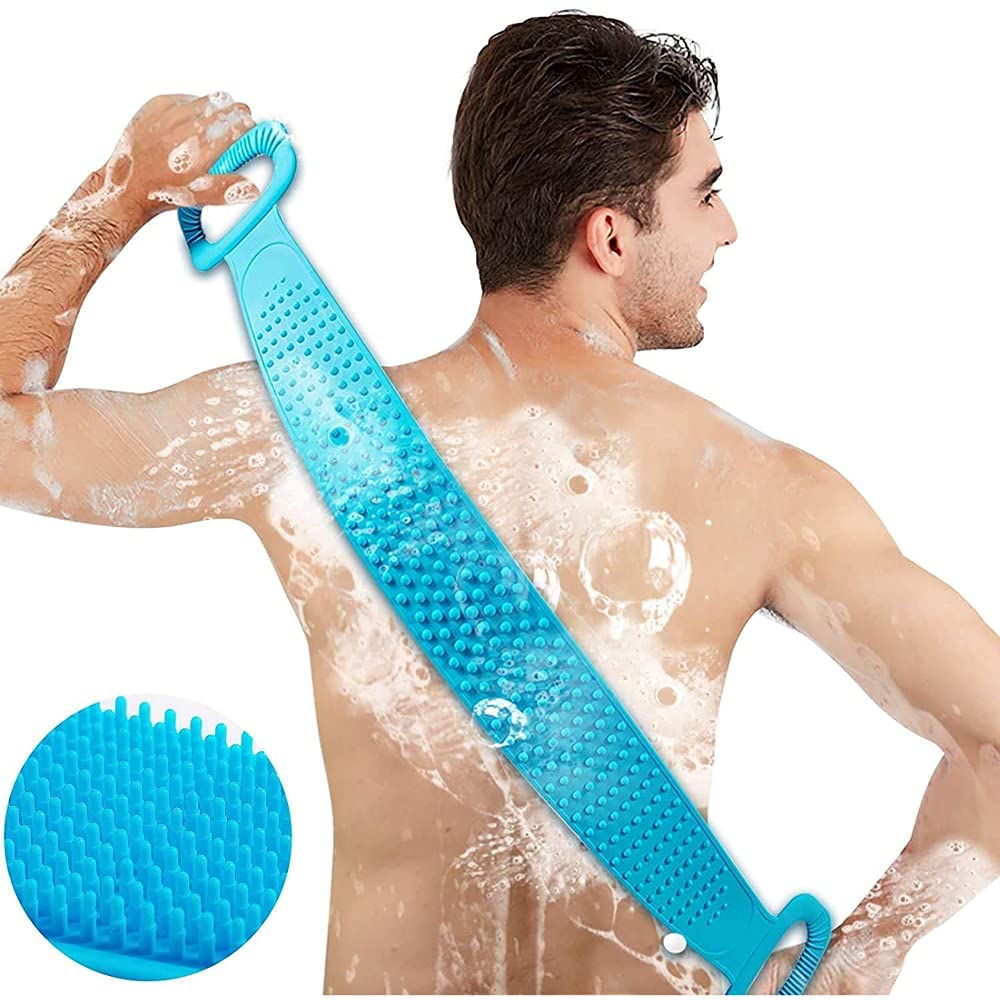 Premium Silicone Body Scrubber - Dual-Sided Exfoliating Bath Brush for Deep Skin Cleansing & Massage - Dead Skin Cell Remover - Ideal for Shower, Spa & Dry Brushing Therapy
