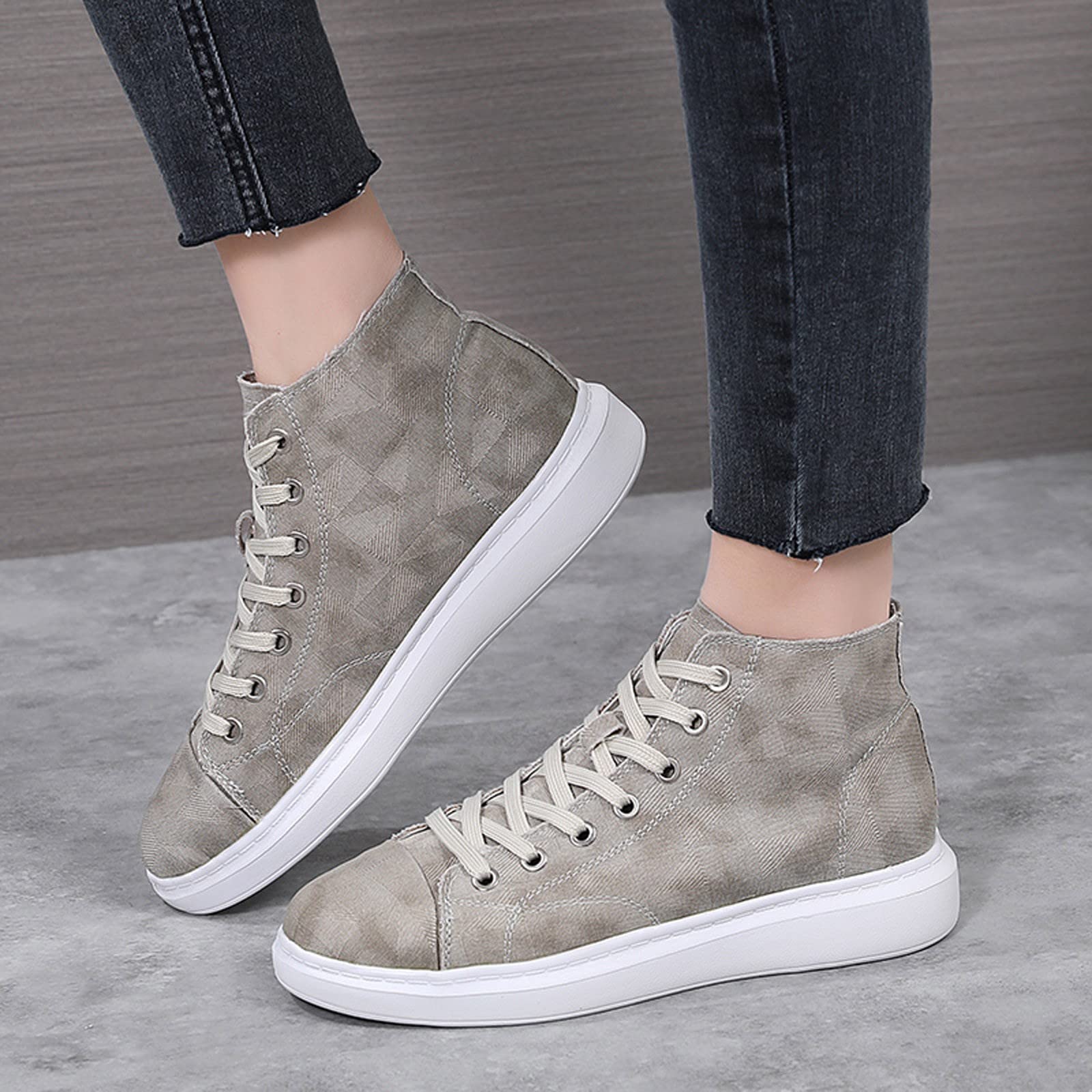 Breathable Canvas Women's Casual Flat Shoes - Comfortable Round Toe Solid Color Lace-Up Sneakers for Walking, Shopping & Everyday Wear