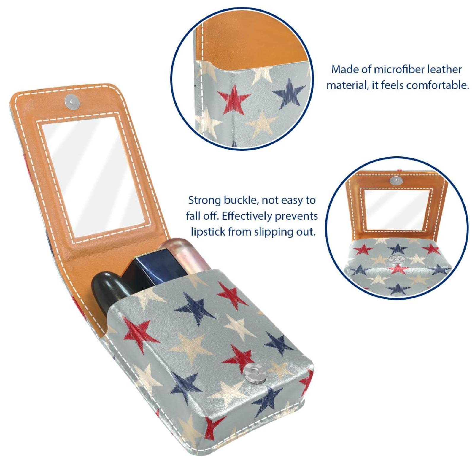 Personalized Lipstick Case - Portable Makeup Bag & Cosmetic Pouch Organizer with Geometric Retro Stars Pattern - Perfect for Travel, Home Storage, and Gift Giving