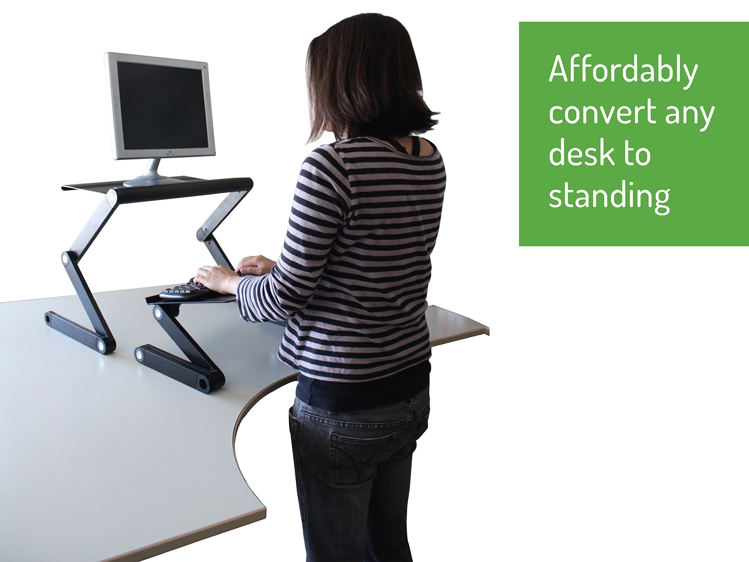 Adjustable Standing Desk Converter with 2 Cooling Fans & 3 USB Ports - Ergonomic Sit to Stand Riser for Monitor & Laptop - Height & Angle Adjustable Workstation for Home Office, Gaming & Study