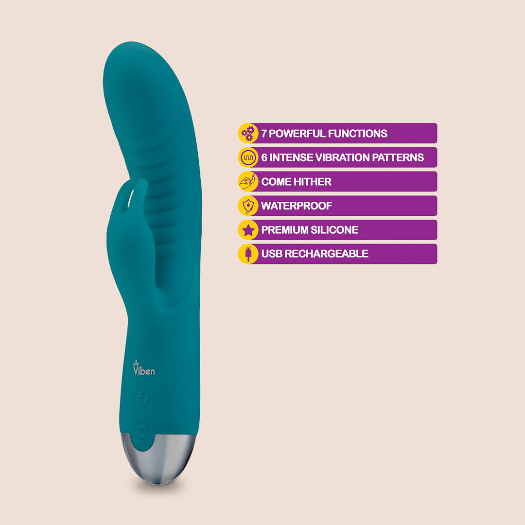 Viben Alluring Come Hither Rabbit Vibrator - Waterproof & Rechargeable Adult Toy for Women | Perfect for Solo Play, Couples & Sensual Exploration