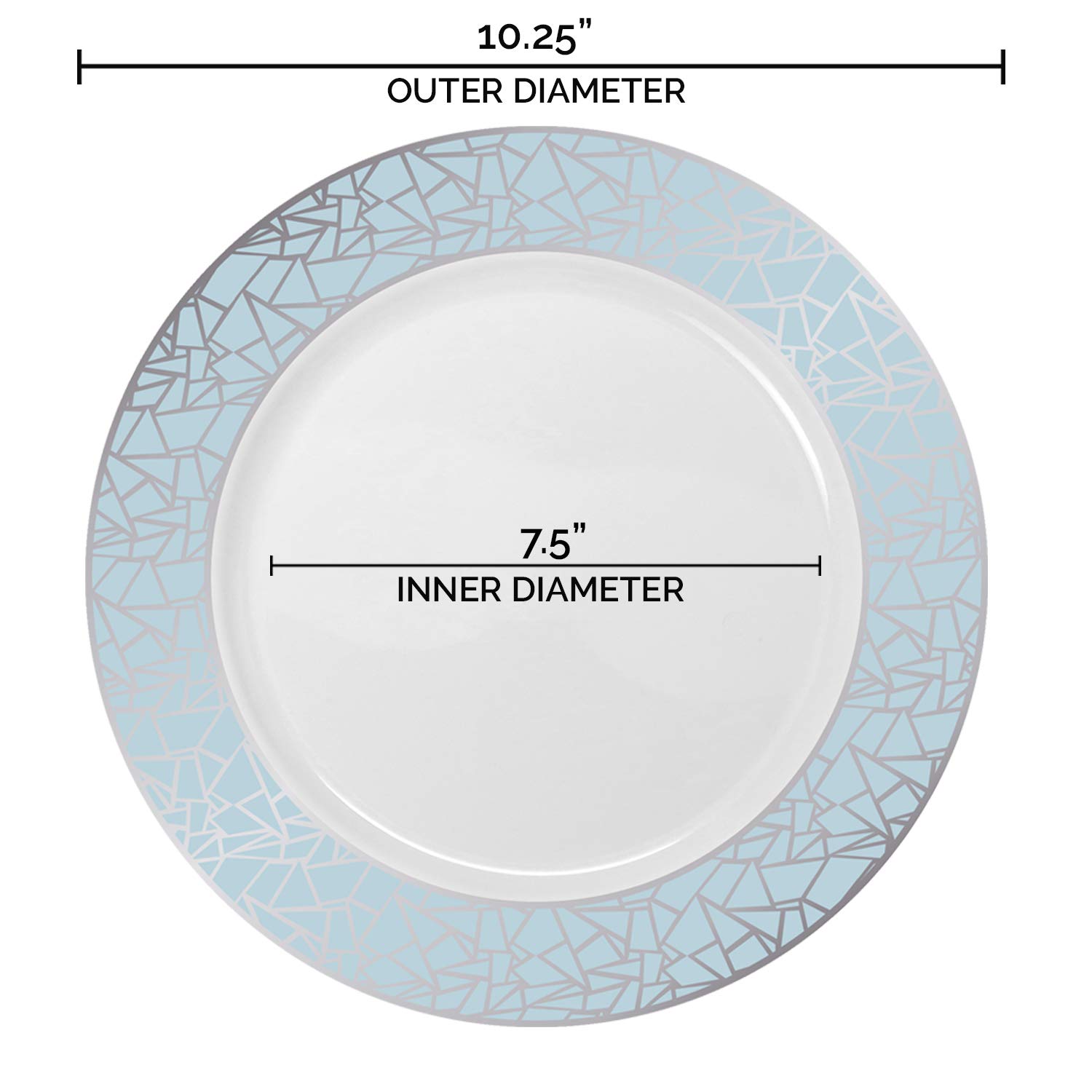 Elegant Disposable Plastic Dinner Plates 120 Pcs - 10.25