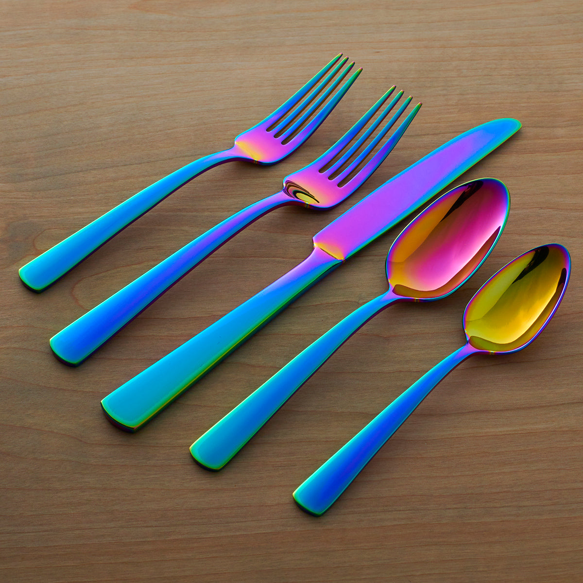Aptitude 23-Piece Iridescent Mirror Flatware Set - Elegant Stainless Steel Cutlery for Dining, Parties, and Special Occasions