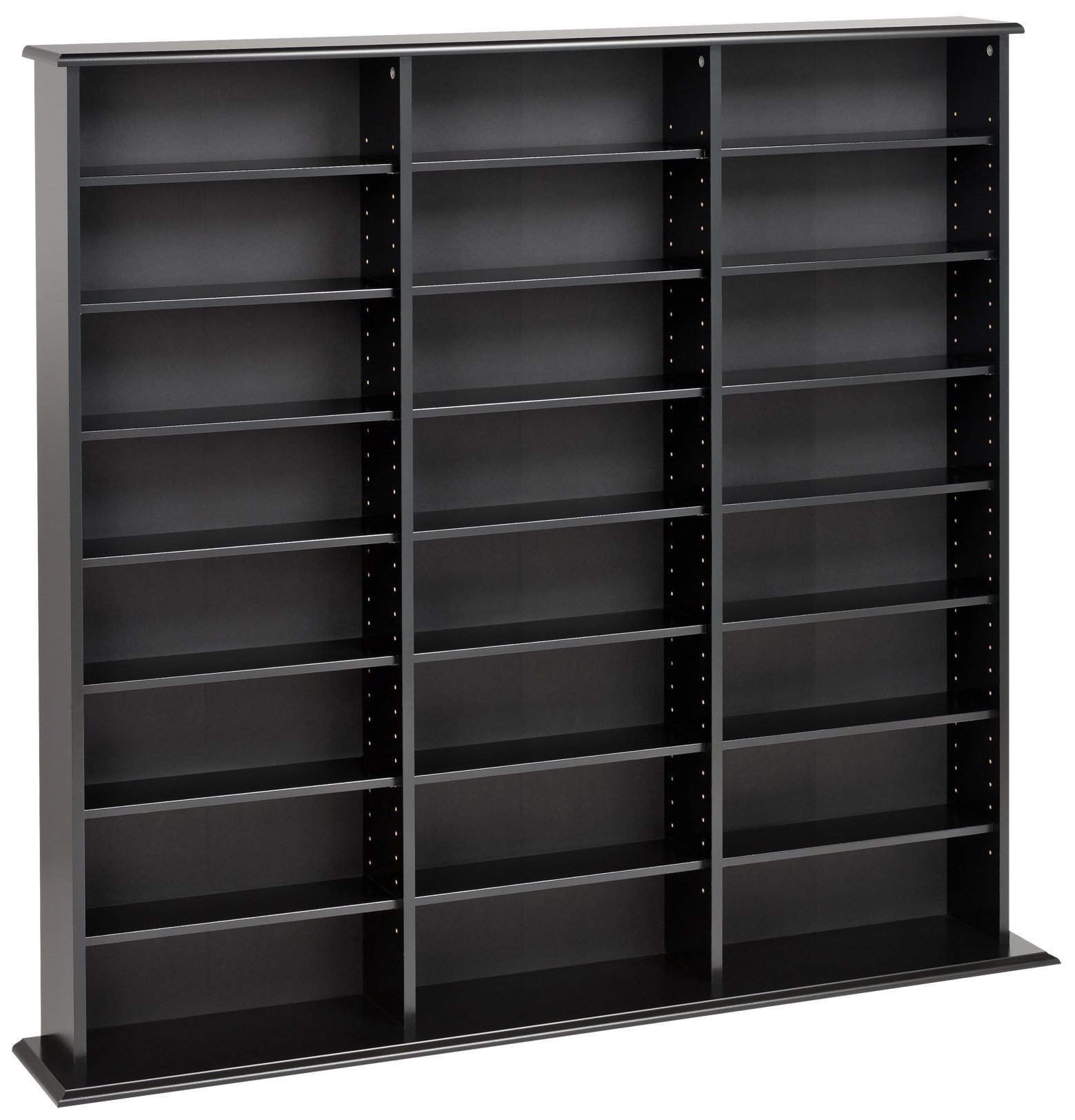 Prepac Triple Width Wall Storage Cabinet - Black Double Media Tower for DVD, CD & Game Storage | Space-Saving Organizer for Living Room, Bedroom & Home Office
