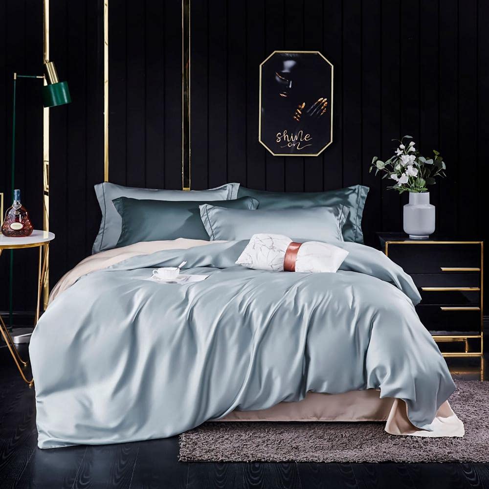 4 Piece Queen Size Bedding Set - 60 Thread Count, Summer Nude Color, Double-Sided Luxury Cotton - Perfect for Master Bedroom & Guest Room Decor