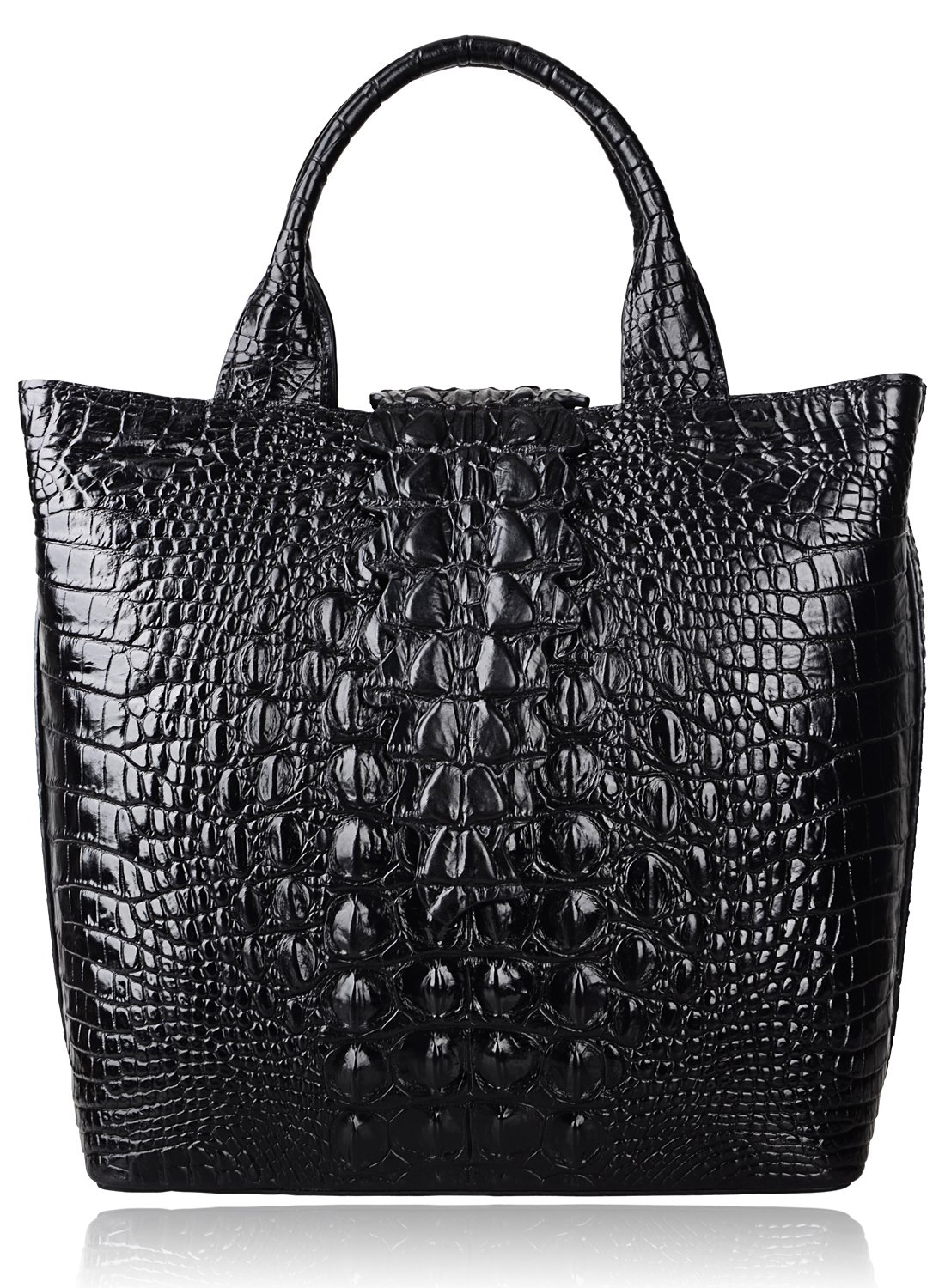 Stylish PIJUSHI Women's Crocodile Embossed Leather Top Handle Satchel Handbag - Elegant Tote Purse for Work, Travel & Everyday Use