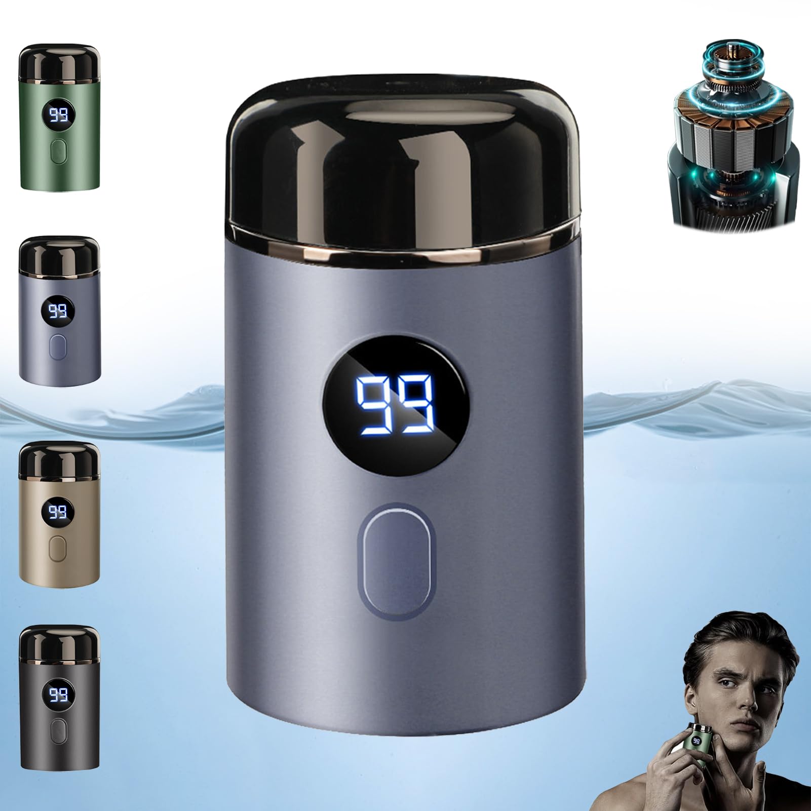 Vishopee Upgraded Mini Portable Electric Shaver for Men - IPX7 Waterproof USB Rechargeable Travel Razor - Perfect for Home, Office & On-the-Go Grooming (Blue)
