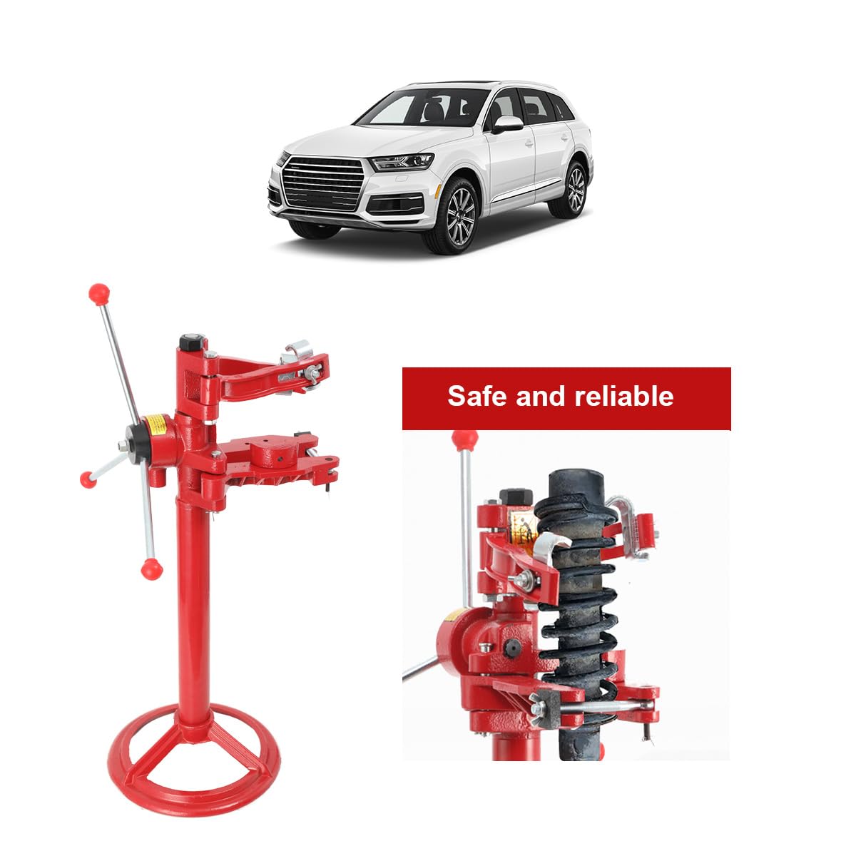 Auto Spring Compressor Tool - Heavy Duty 20 Inch Max Height Strut Coil Spring Press for Car Suspension Repair | Hand Operated Shock Spring Compressor Kit | Perfect for DIY Mechanics & Professional Auto Shops