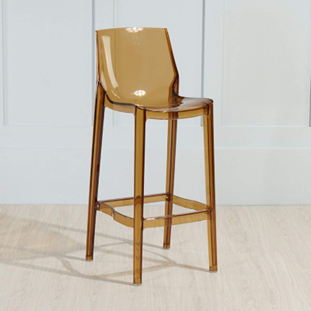XINGPING Transparent Bar Chair - European Crystal Acrylic High Bar Stool with Back, 75cm Nordic Modern Bar Stool for Kitchen Island, Dining Counter, Home Bar & Cafe (Color: Transparent Amber)