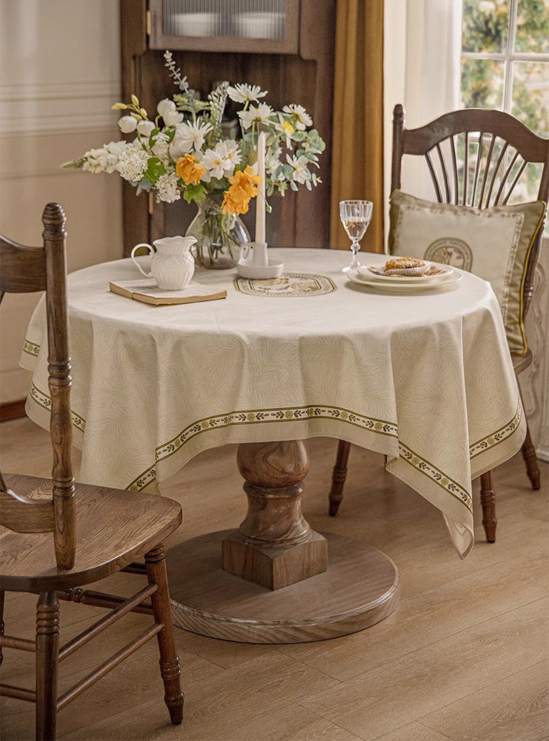 Elegant Cream French Style Tablecloth - Modern Rectangle Dining Table Cover for Oval & Rectangle Tables - Perfect for Dinner Parties, Weddings & Home Decor