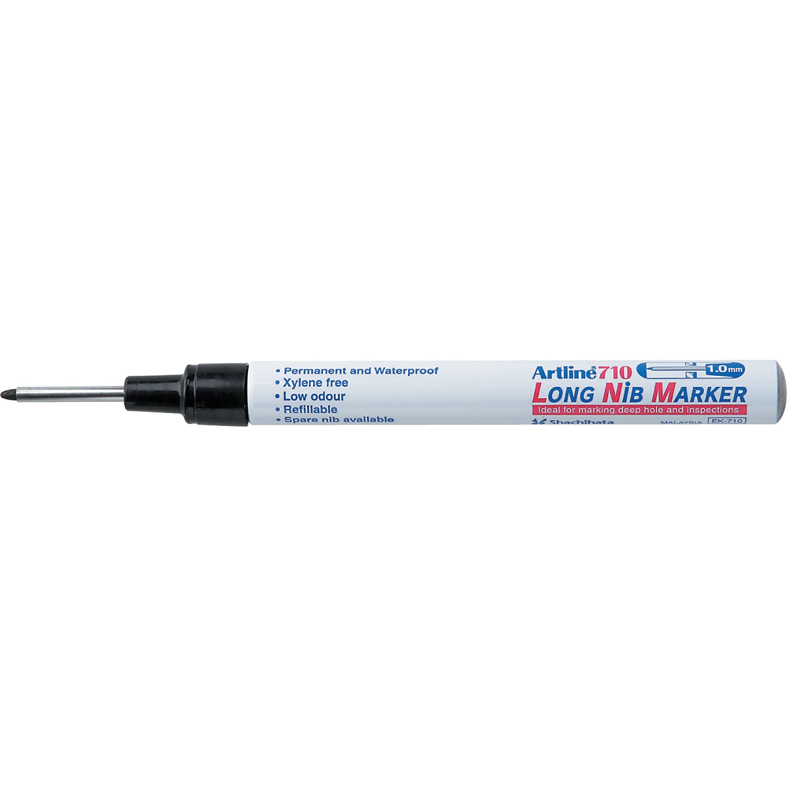 Artline 710 Long Nib Permanent Marker Black - Pack of 12 | Waterproof & Fade-Resistant Ink for Labeling, Crafts & Office Use
