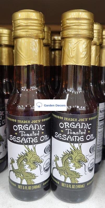 Organic Toasted Sesame Oil 5 fl oz (148ml) - 2 Pack - Premium Cooking Oil for Asian Cuisine, Stir-Fry, Salad Dressing & Marinades - Trader Joe's Brand