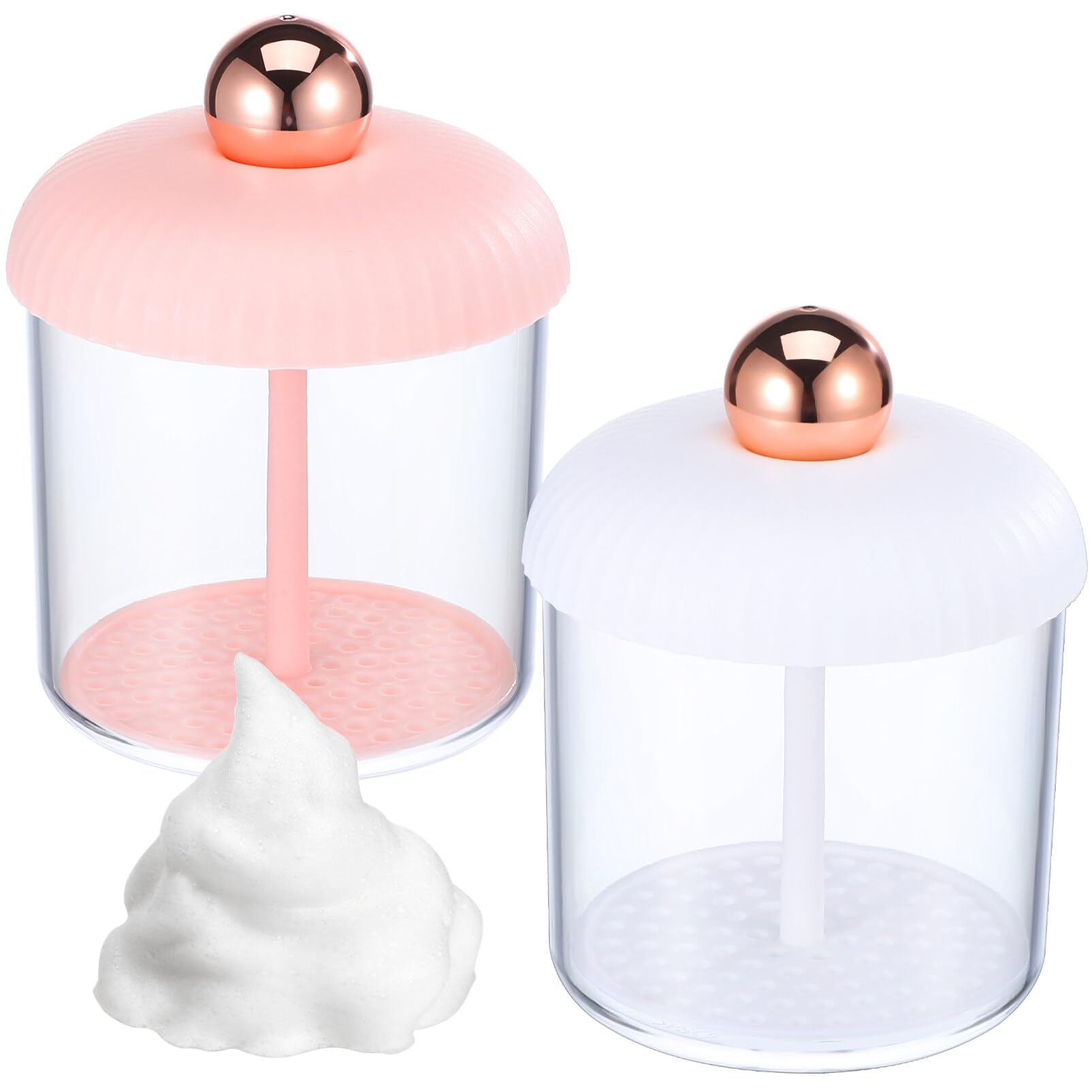 DOITOOL 2 Pack Facial Foam Maker - Skin Care Foam Pump for Cleansing, Marshmallow Whip Maker, Travel-Friendly Bubble Foamer for Face Wash (Pink & White) - Perfect for Home, Travel & Daily Skincare Routine