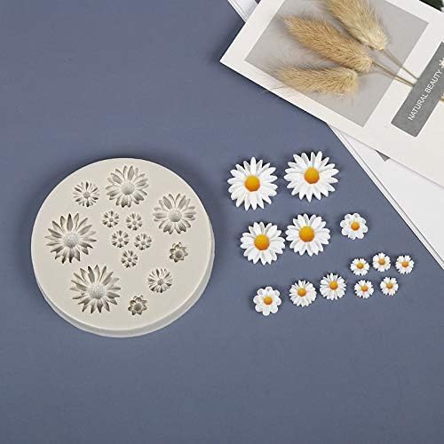 1pc 13 Cavity 3D Silicone Cake Mold - Mini Flower Fondant Candy Jelly Chocolate Mold for Cake Decorating | Baking Tools for Cupcakes, Desserts, DIY Candy Making (Roses & Daisy Design)