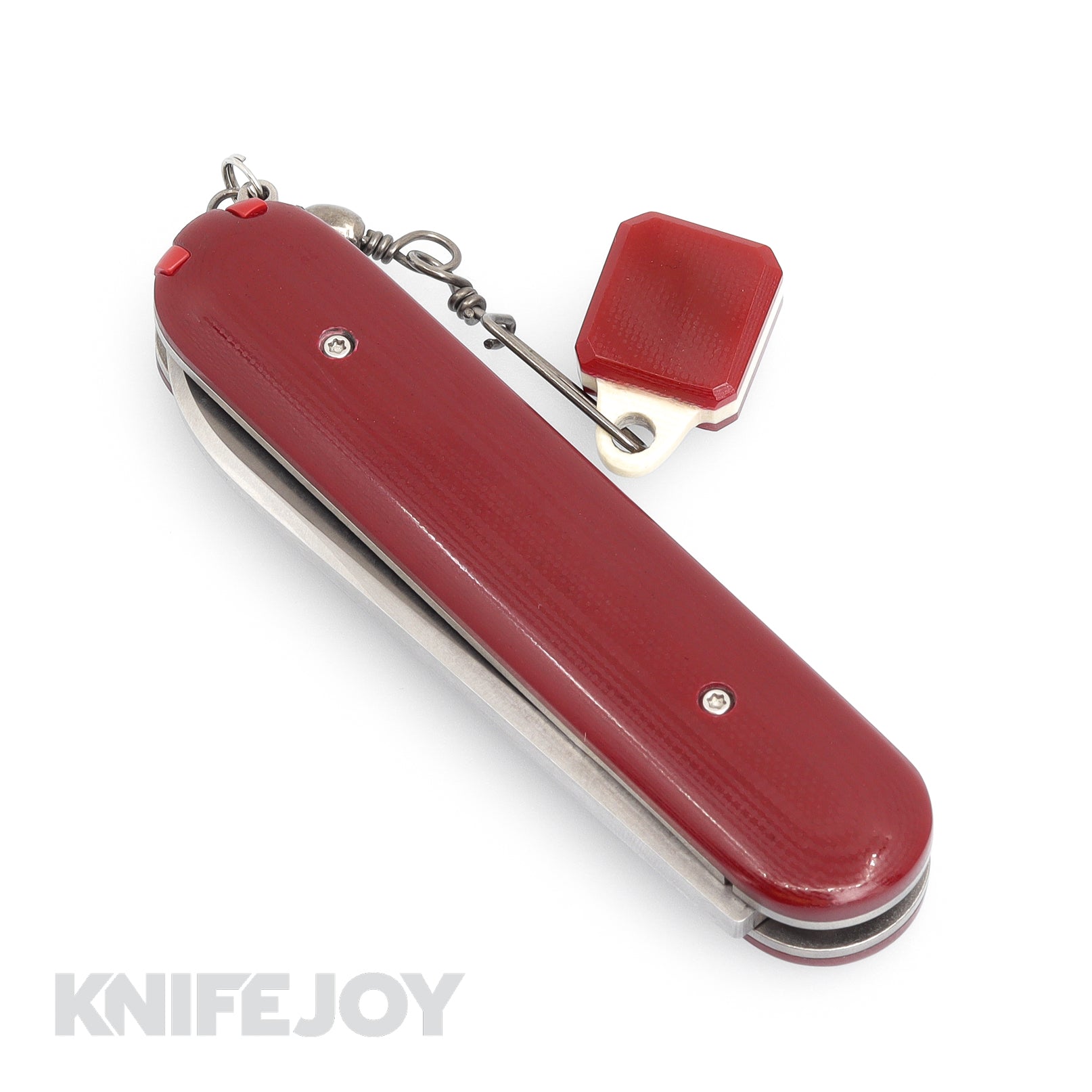 Premium Chuck Gedraitis Custom Switchblade Knife - AEB-L Steel Blade, Red G10 Handle & Titanium Liners with Compass Lanyard - Perfect for Outdoor Adventures, Camping, Hunting & Survival Gear
