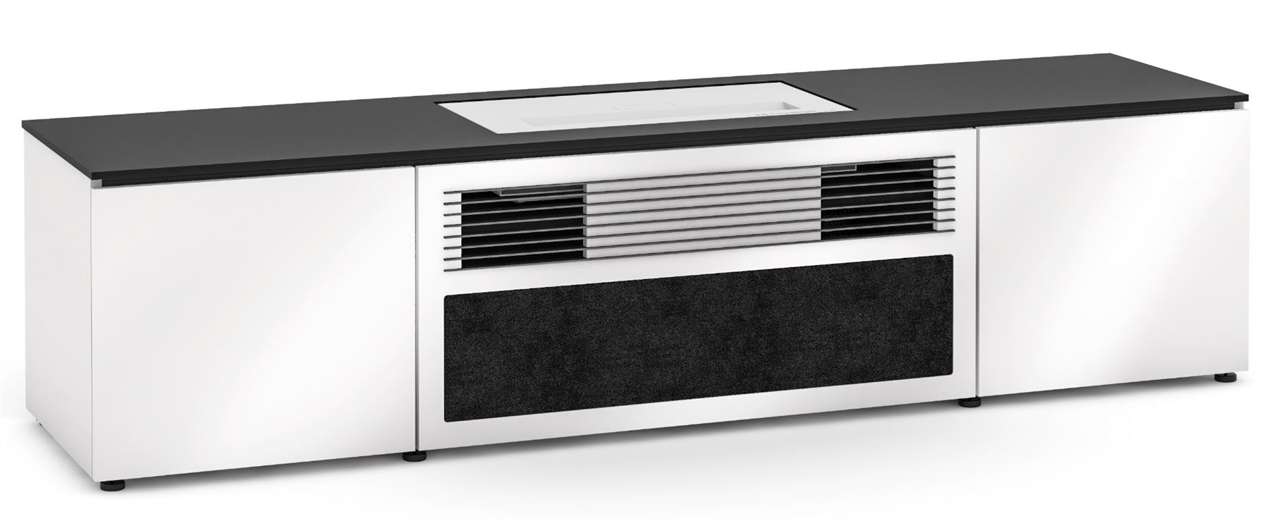 Premium Miami 245S Cabinet for LG UST Projector - Gloss White with Black Top | Perfect for Home Theater & Living Room Projector Setup