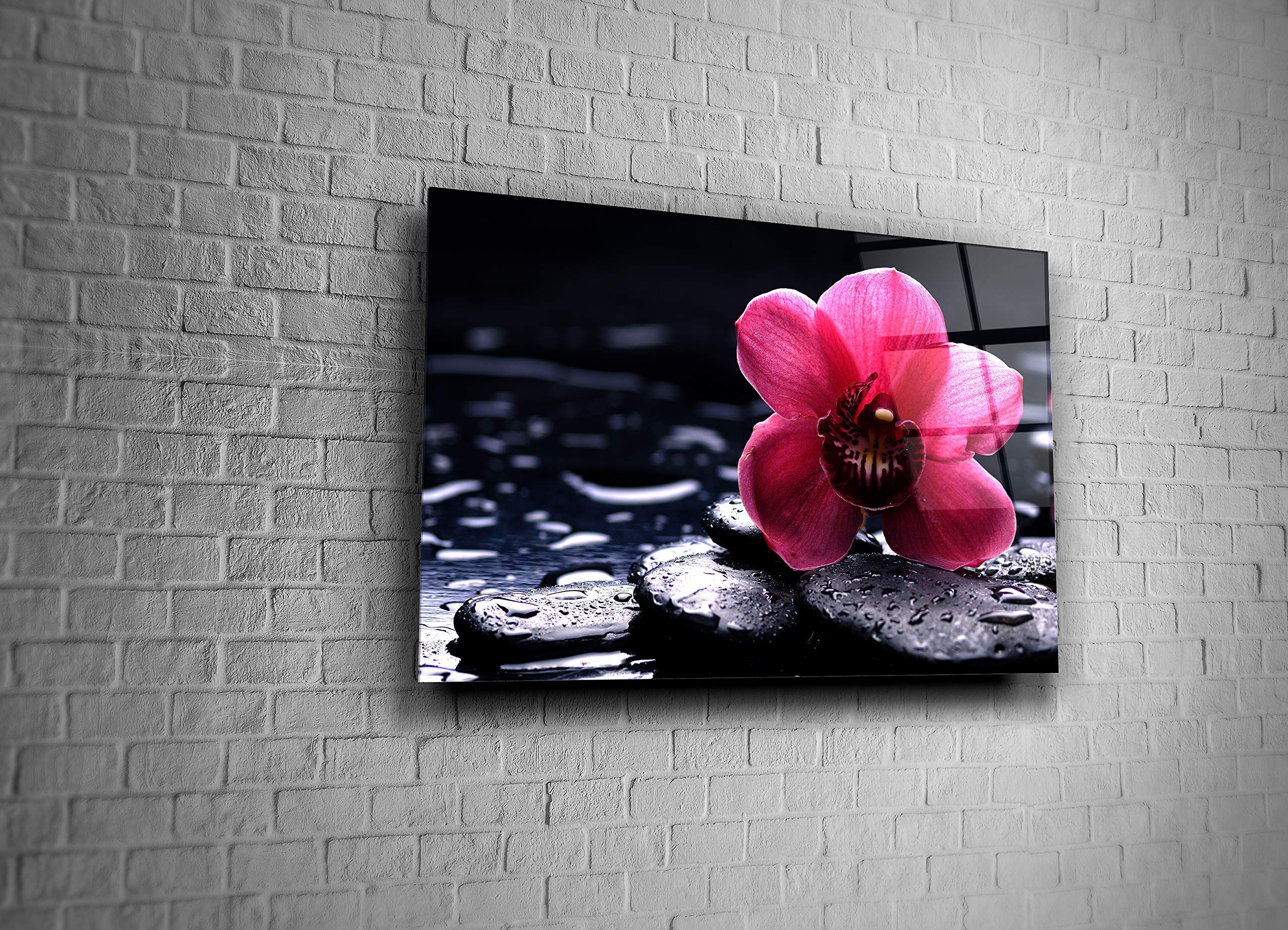 Pink Flower Nature Decor Print Tempered Glass Wall Art - Elegant Home & Office Decoration, Perfect Gift for Housewarming, Wedding, Birthday