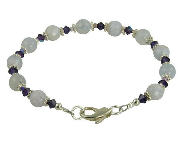 Blue Chalcedony Gemstone Beaded Bracelet for Women - Natural Healing Crystal Jewelry for Meditation, Yoga & Spiritual Wellness