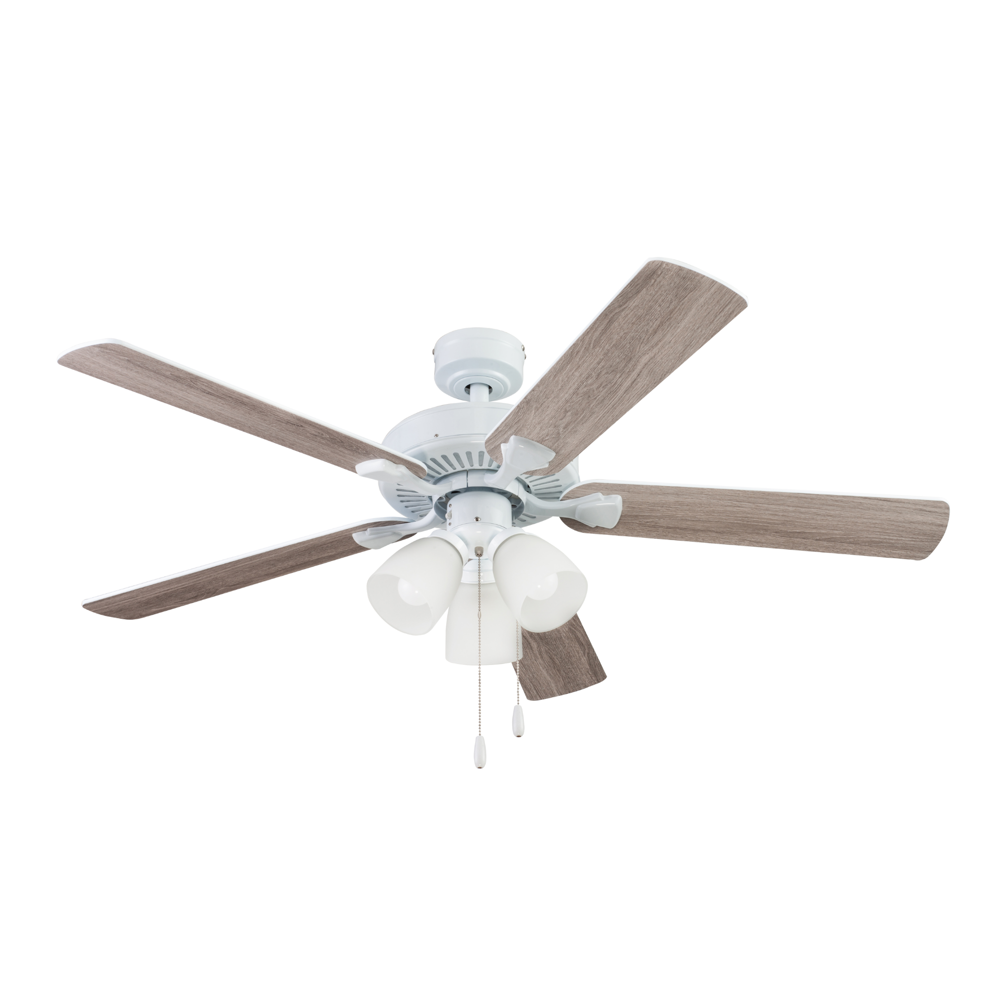 52 Inch White Stannor Ceiling Fan with Pull Chain - Perfect for Living Room, Bedroom, and Outdoor Covered Patios