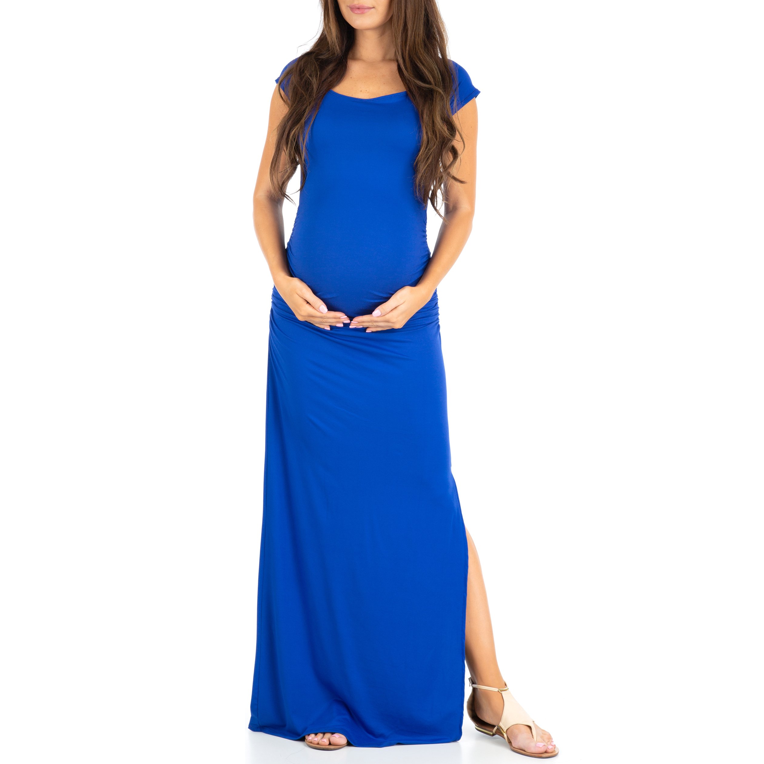 Stylish Maternity Bodycon Dress - Short Sleeve Ruched Side & Slit Design for Pregnant Women | Perfect for Baby Showers, Date Nights & Maternity Photos