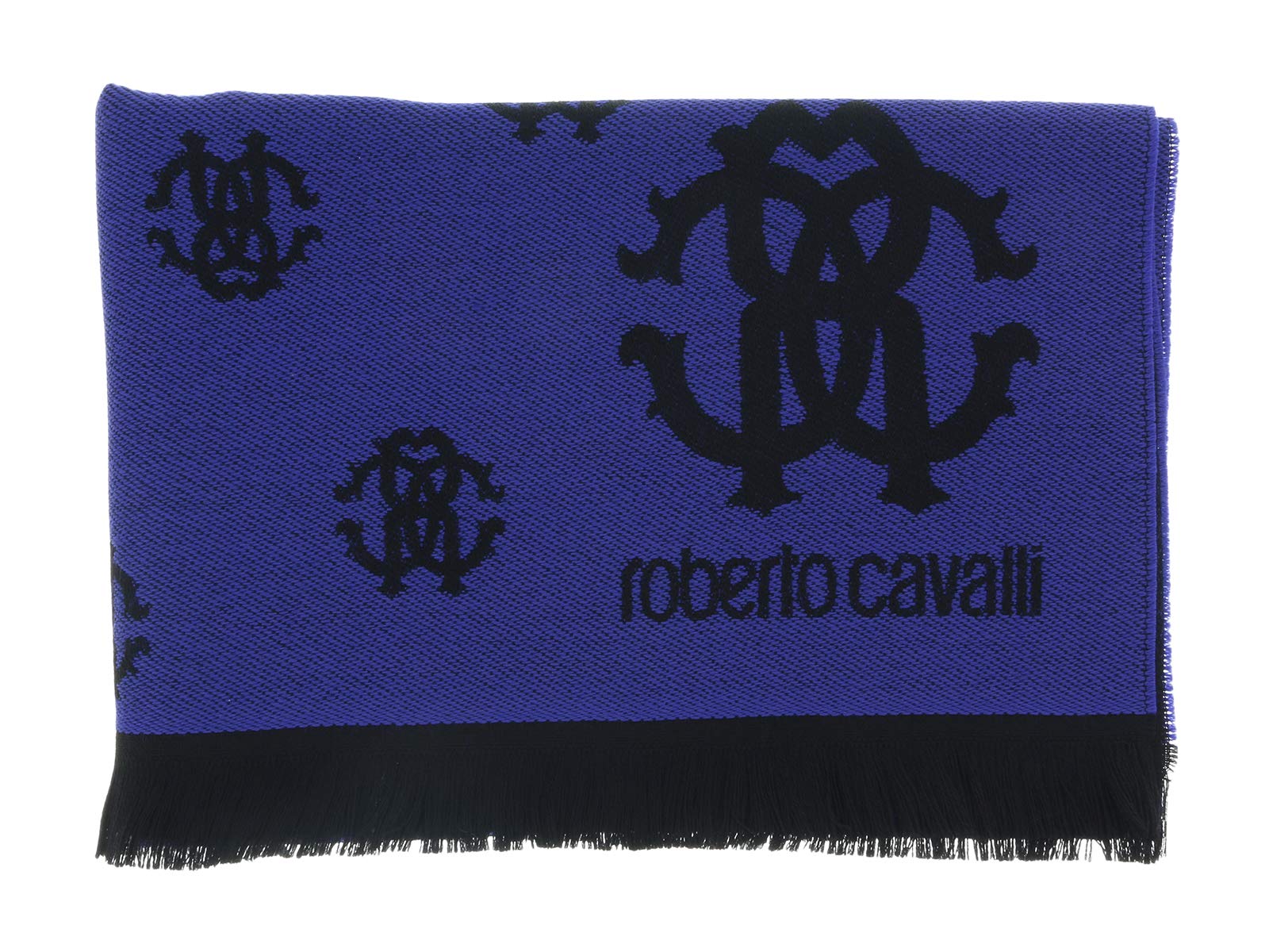Roberto Cavalli ESZ051 03000 Purple Wool Blend Logo Men's Scarf - Winter Fashion Accessory for Men, Perfect for Cold Weather & Stylish Outfits