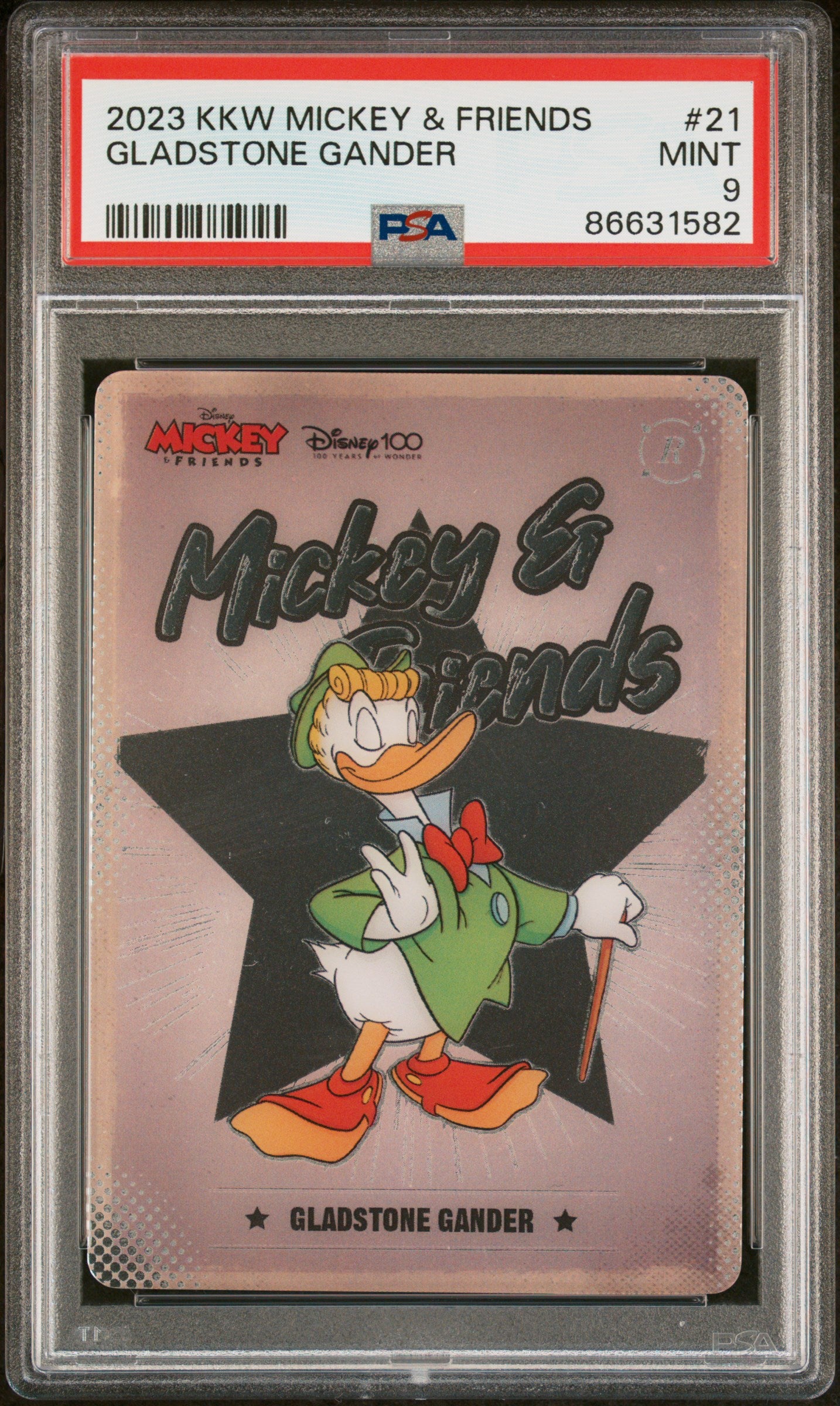 2023 KAKAWOW HOTBOX Mickey & Friends Cheerful Times Gladstone Gander 21 PSA 9 - Rare Collectible Disney Trading Card for Display & Investment