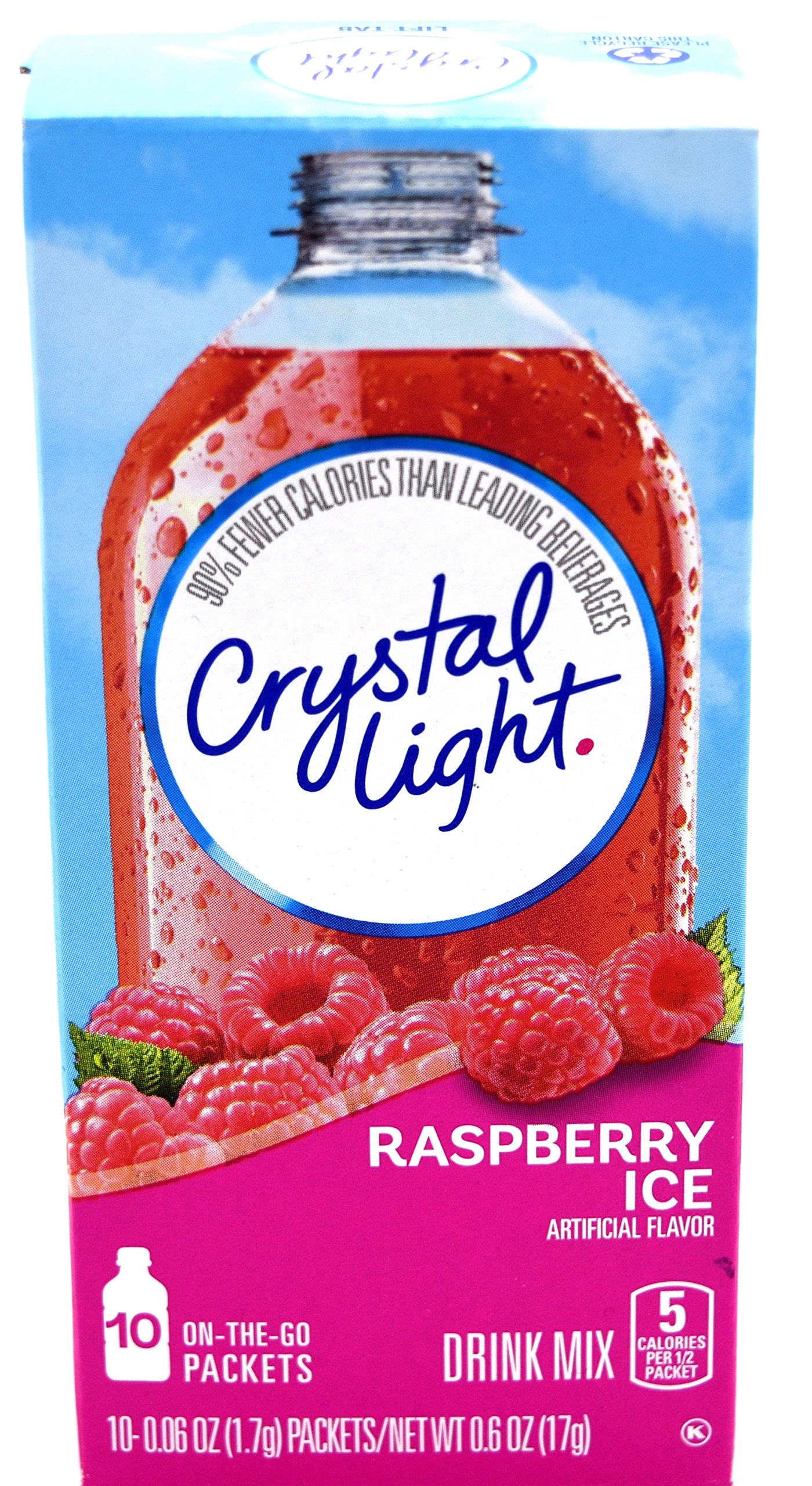 Crystal Light On The Go Raspberry Ice Sugar-Free Drink Mix - 10 Single-Serve Packets (28 Boxes) | Portable Powdered Beverage for Work, Gym & Travel Hydration