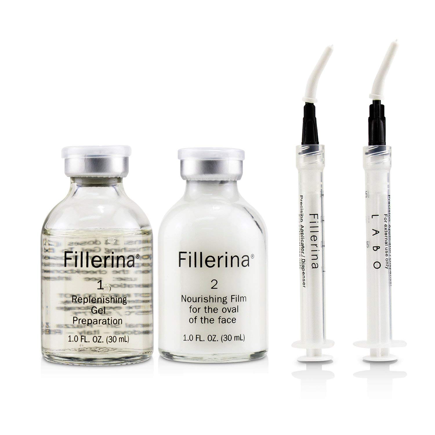 Fillerina Dermo-Cosmetic Replenishing Gel for Face - Grade 3 Anti-Aging Treatment (2x30ml + 2 Applicators) | At-Home Wrinkle Reduction & Skin Hydration | Perfect for Night Routine & Dry Skin Care