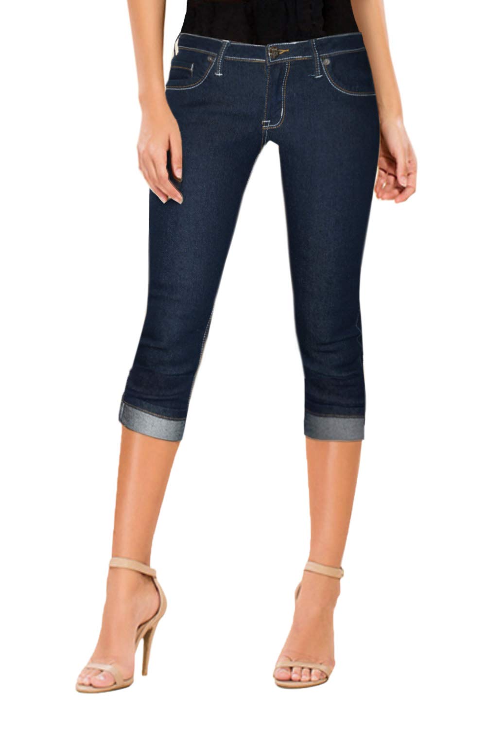 Hybrid & Company Women's Stretchy Denim Capri Jeans - Comfortable Mid-Length Pants for Casual Outings & Summer Wear