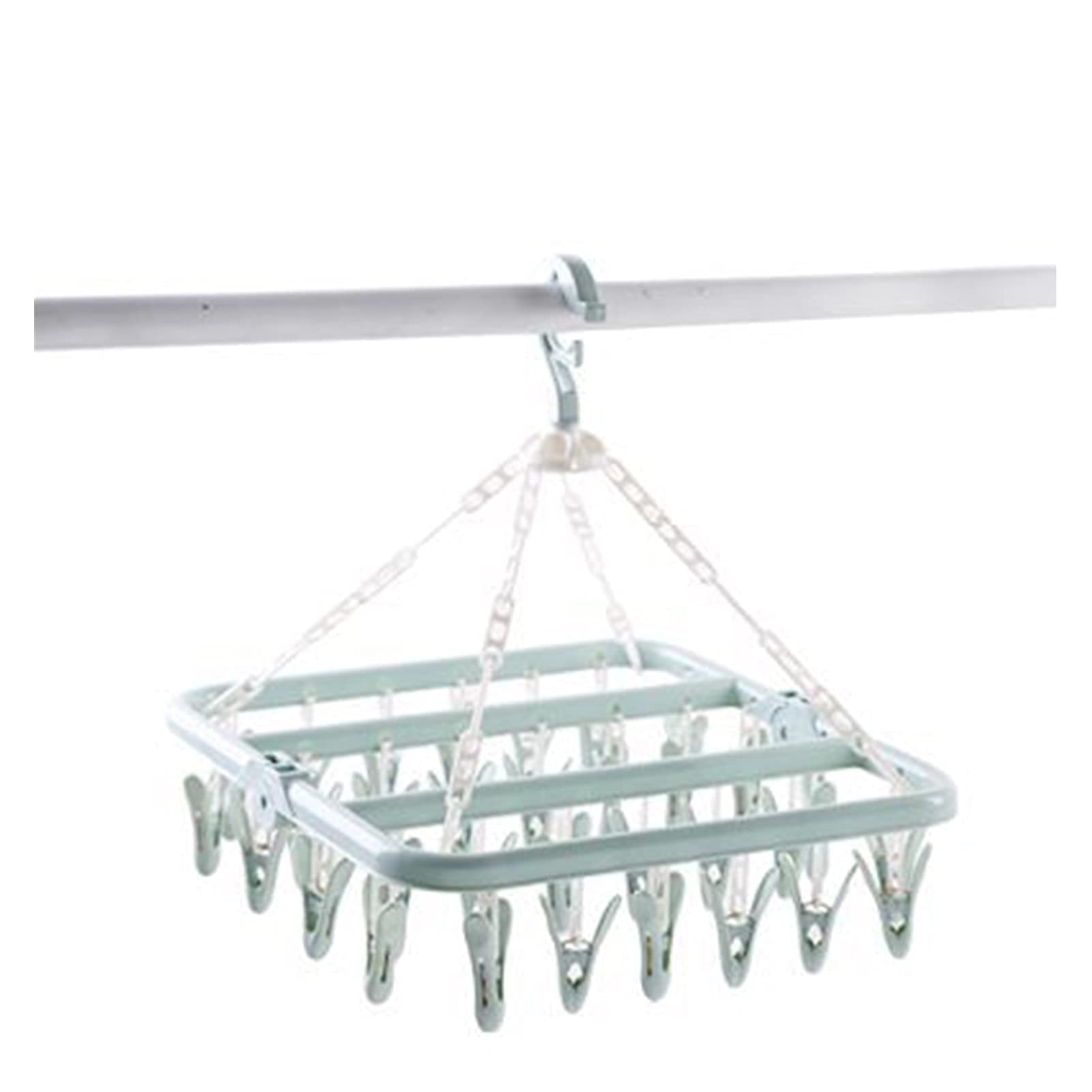 32-Peg Multifunctional Hanging Rack for Socks, Underwear & Clothes - Flexible Indoor/Outdoor Laundry Organizer for Home, Washing, Drying & Storage (Gray/Beige) - Perfect for Closet, Laundry Room & Travel Use