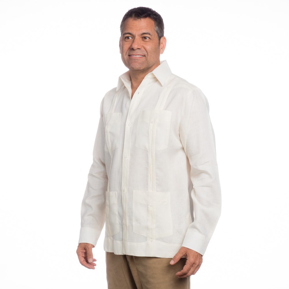 Authentic Mexican Guayabera Shirt for Men - Premium Linen Wedding Shirt - Cuban Style Summer Casual Wear for Beach Parties, Weddings & Tropical Vacations