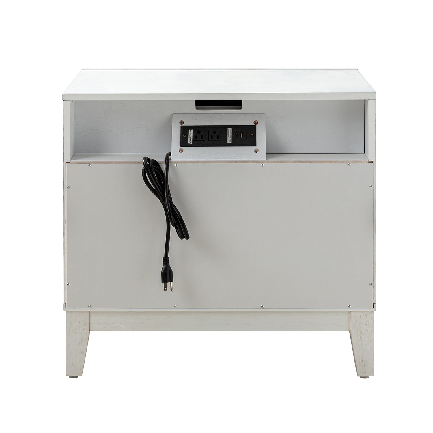 2-Drawer Nightstand with Built-in USB Outlets - Modern Bedside Table for Charging Devices, Perfect for Bedroom, Living Room, or Office