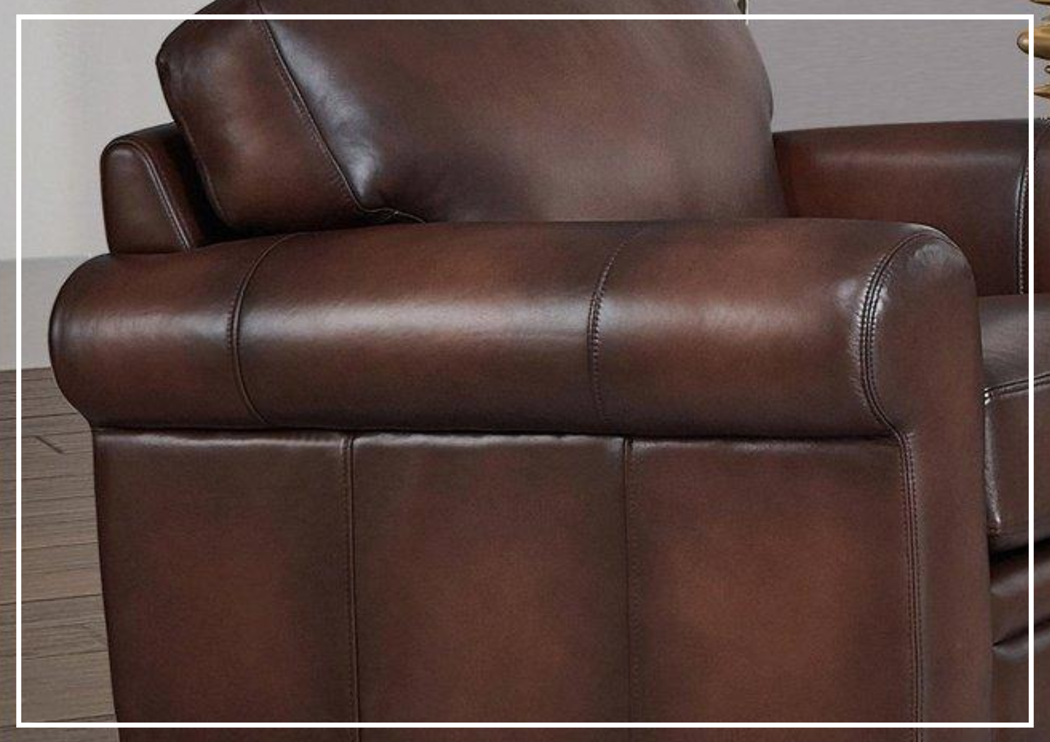 Top Grain Leather Armchair with Rounded Arms - Hydeline Brookfield Brown Leather Chair for Living Room, Office & Study | Premium Comfort Seating