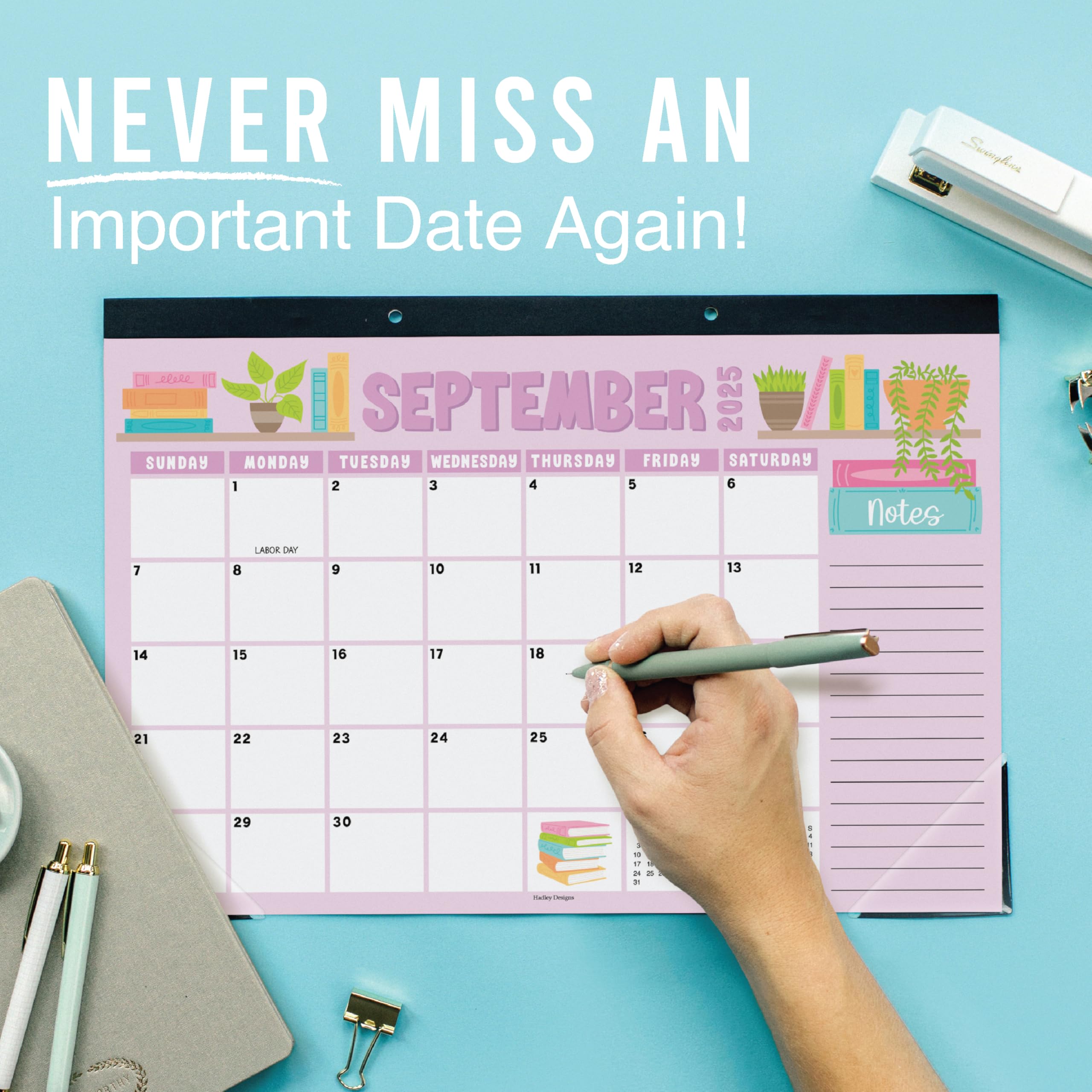 Hadley Designs 2025-2026 Large 18-Month Desk Calendar | 17