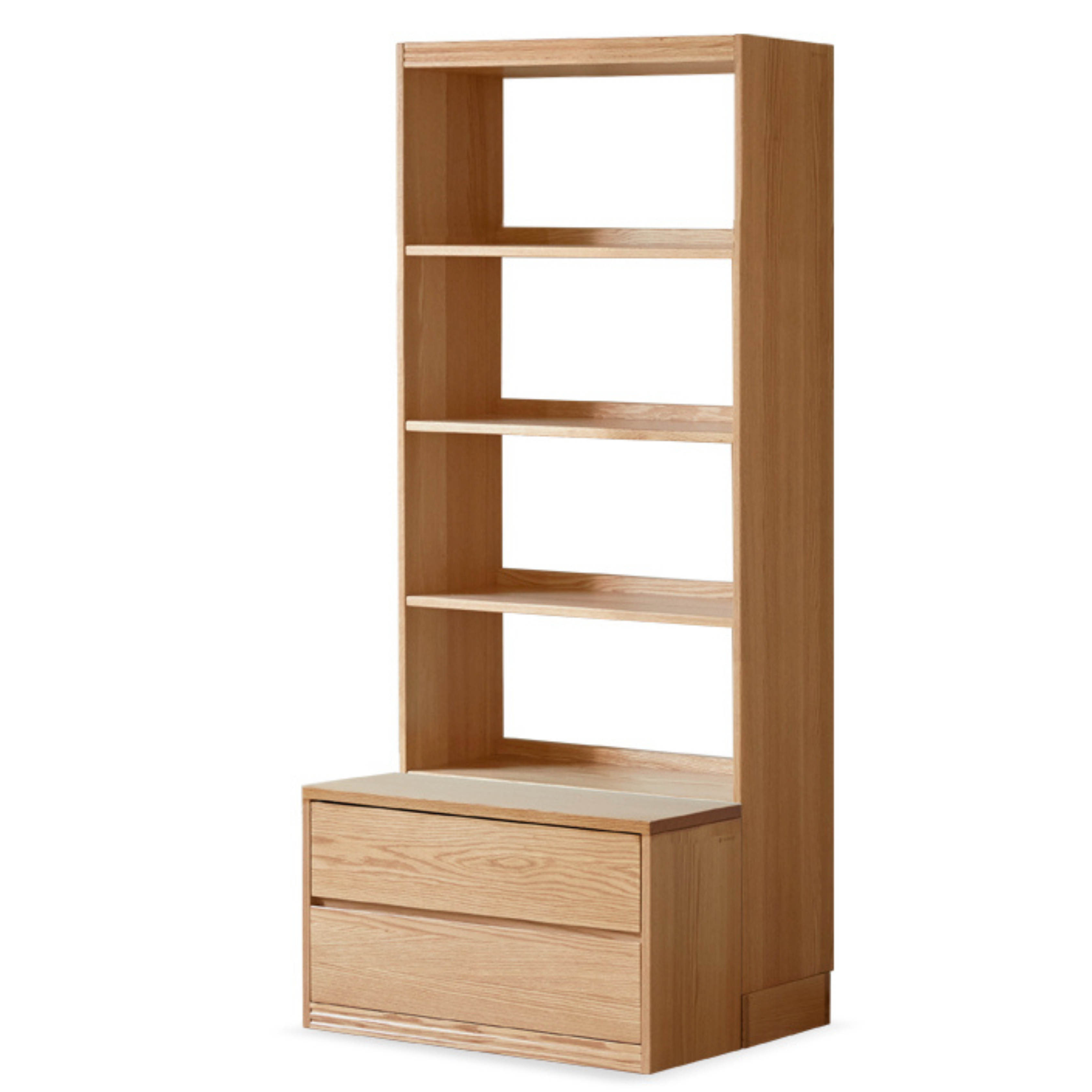 Solid Oak Wood Wall-to-Wall Bookshelf with Built-in Seat - Perfect for Home Library, Study Room & Living Room Storage