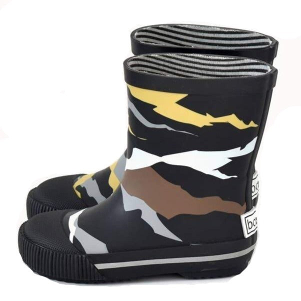 Boxbo Kids' Mountain Camo Print Faux Fur Rain Boots - Waterproof Winter Snow Boots for Boys & Girls, Outdoor Play, Hiking & Puddle Jumping