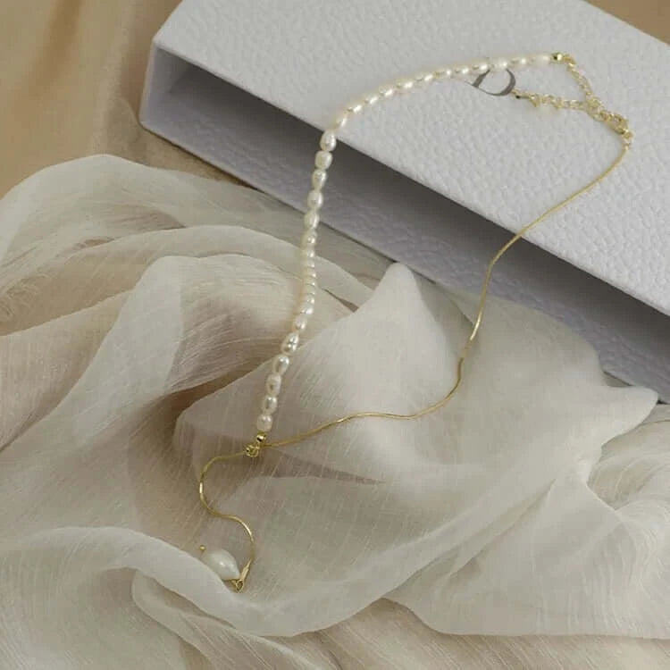 Elegant Freshwater Pearl Lariat Necklace - Dainty Layering Jewelry for Women | Perfect for Weddings, Date Nights & Special Occasions | A8432