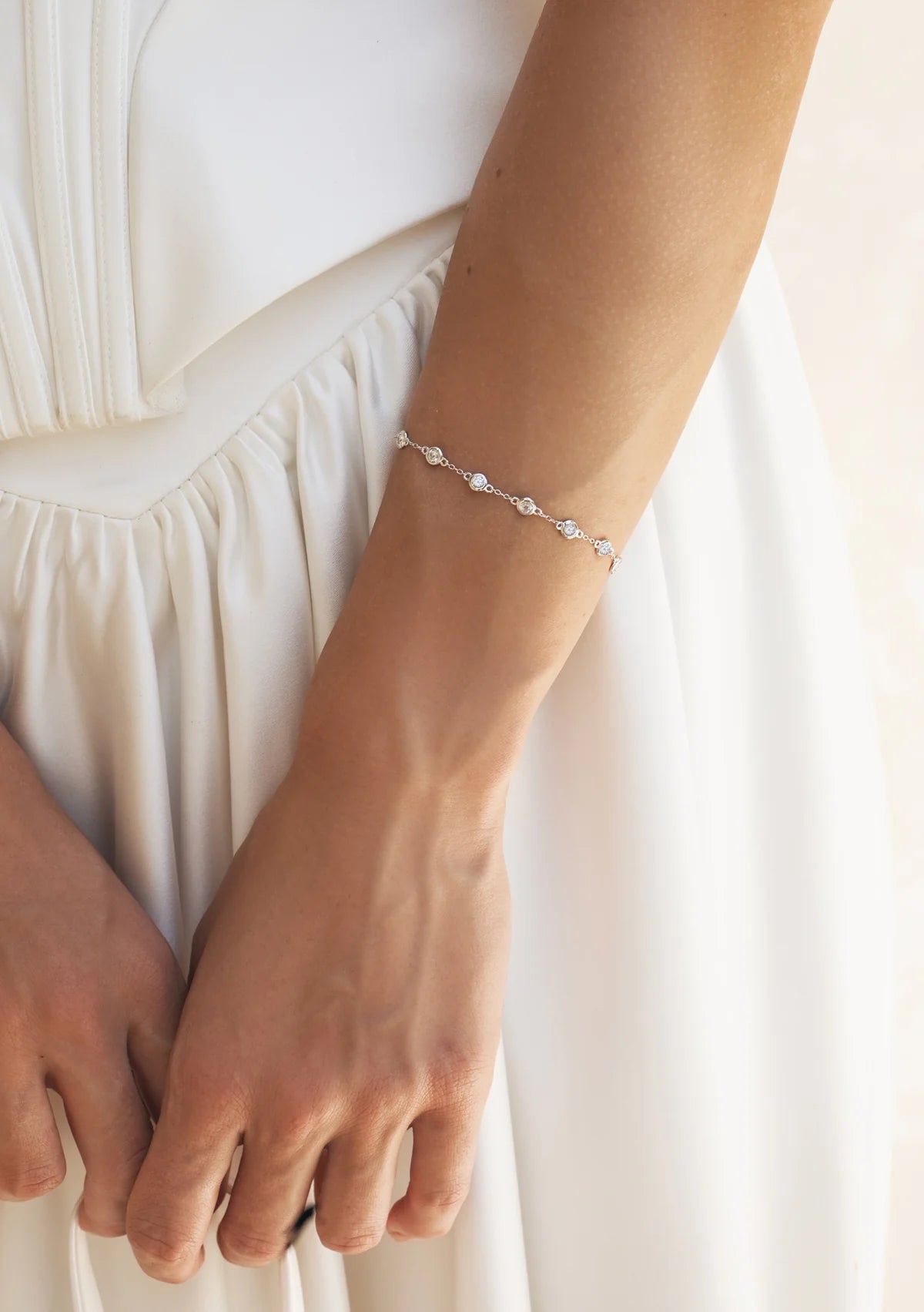 Lola Knight Kennedy Bezel Set Crystal Bracelet in Silver | Elegant Jewelry for Women | Perfect for Parties, Weddings & Special Occasions