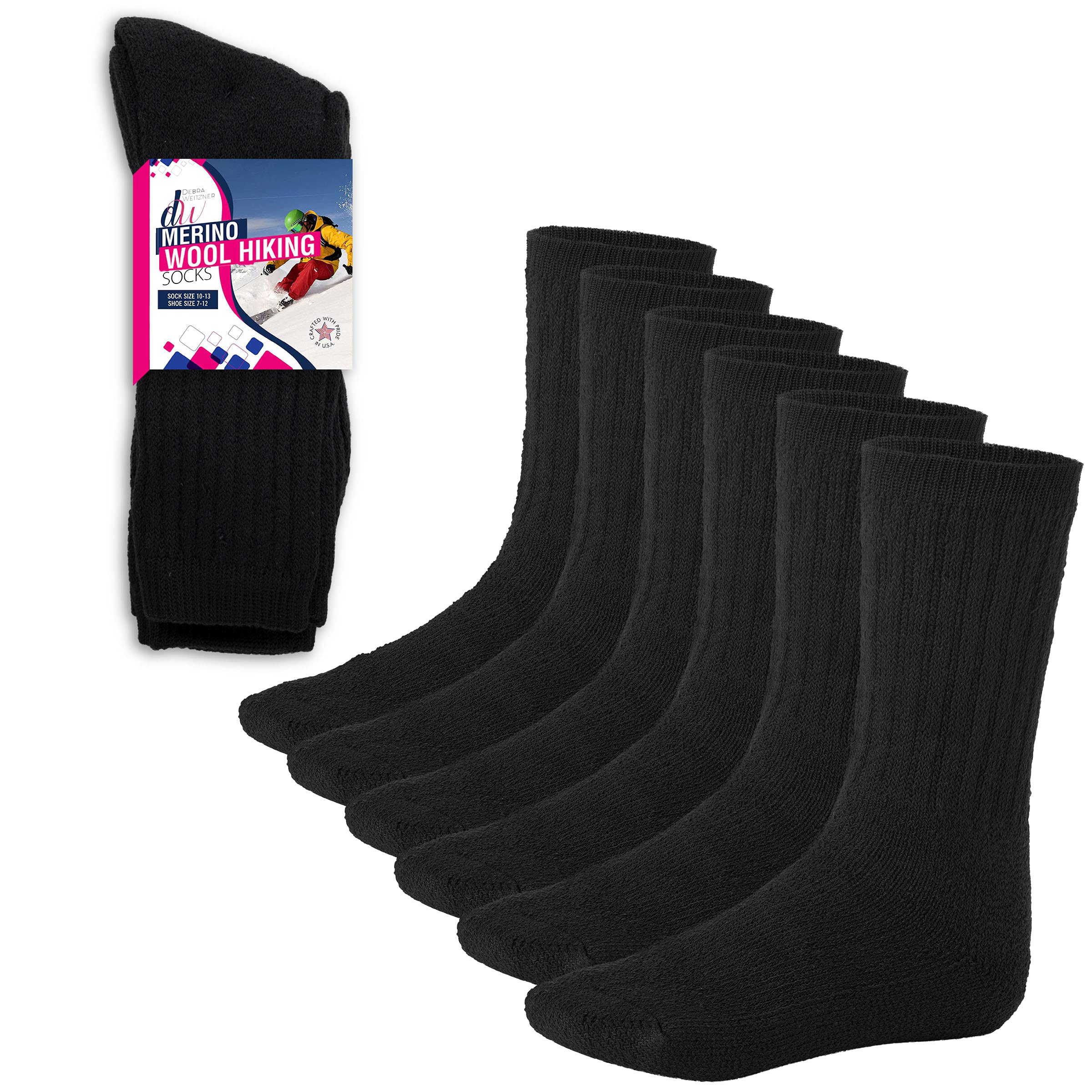 Debra Weitzner Merino Wool Socks for Men & Women - 6 Pairs Thermal Winter Socks for Hiking, Boots & Cold Weather - Warm Insulated Wool Socks for Outdoor Activities, Camping & Daily Wear
