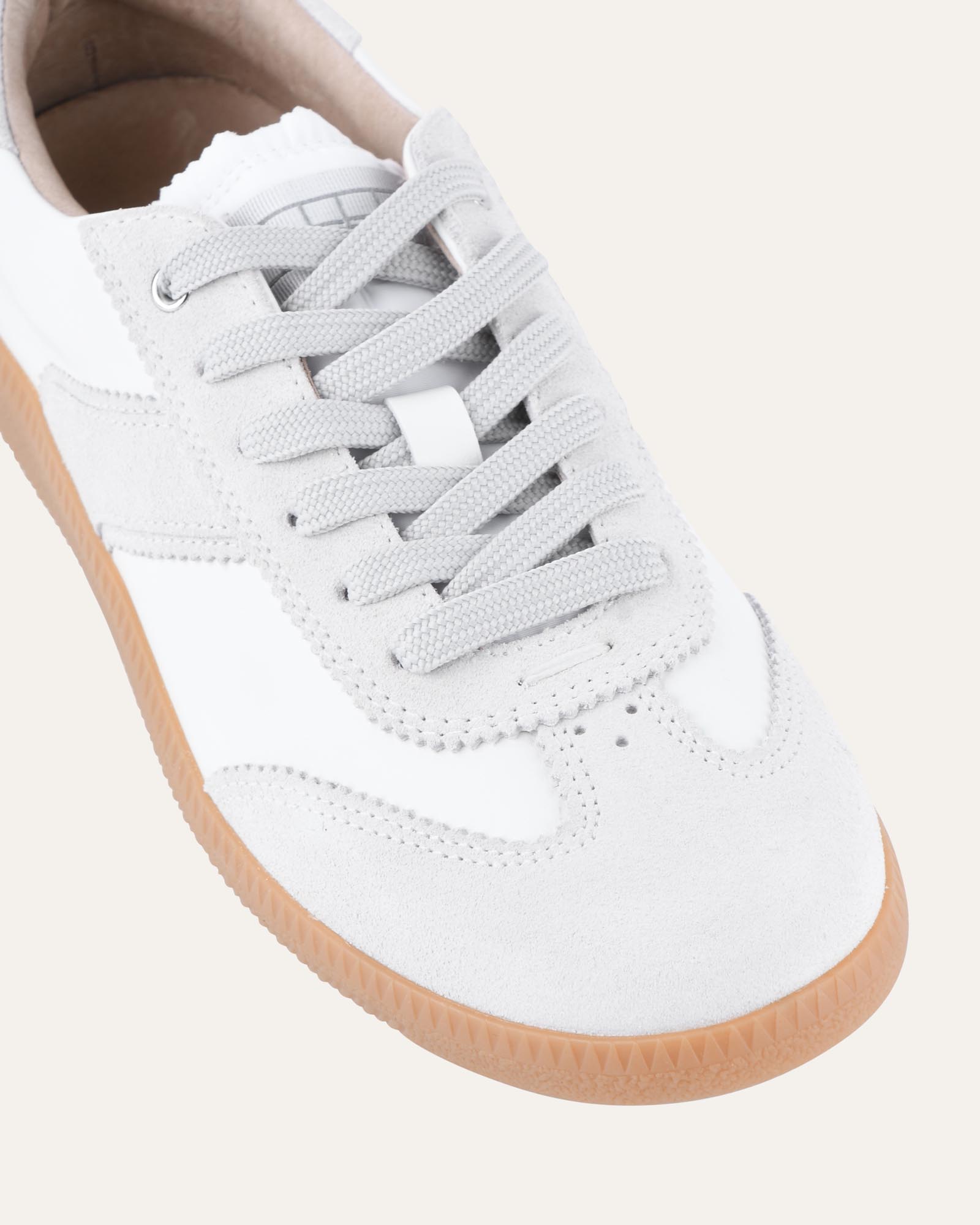 LOLA White & Grey Leather Sneakers for Women - Comfortable Casual Walking Shoes for Everyday Wear, Gym, and Travel