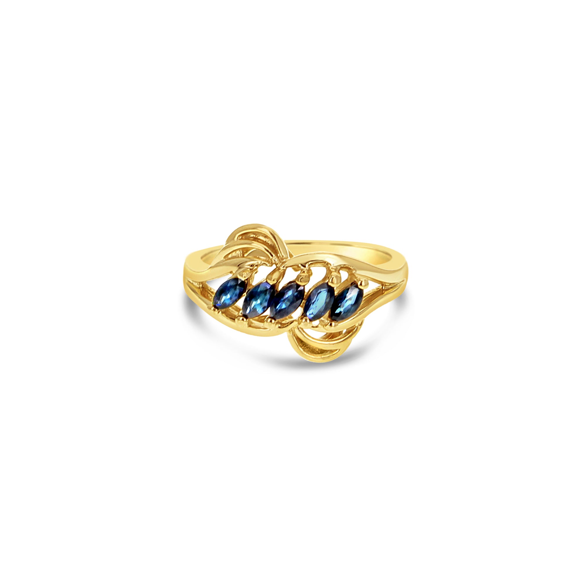 Exquisite Marquise Cut Sapphire Ring in 14K Yellow Gold - Perfect for Engagement, Anniversary & Special Occasions