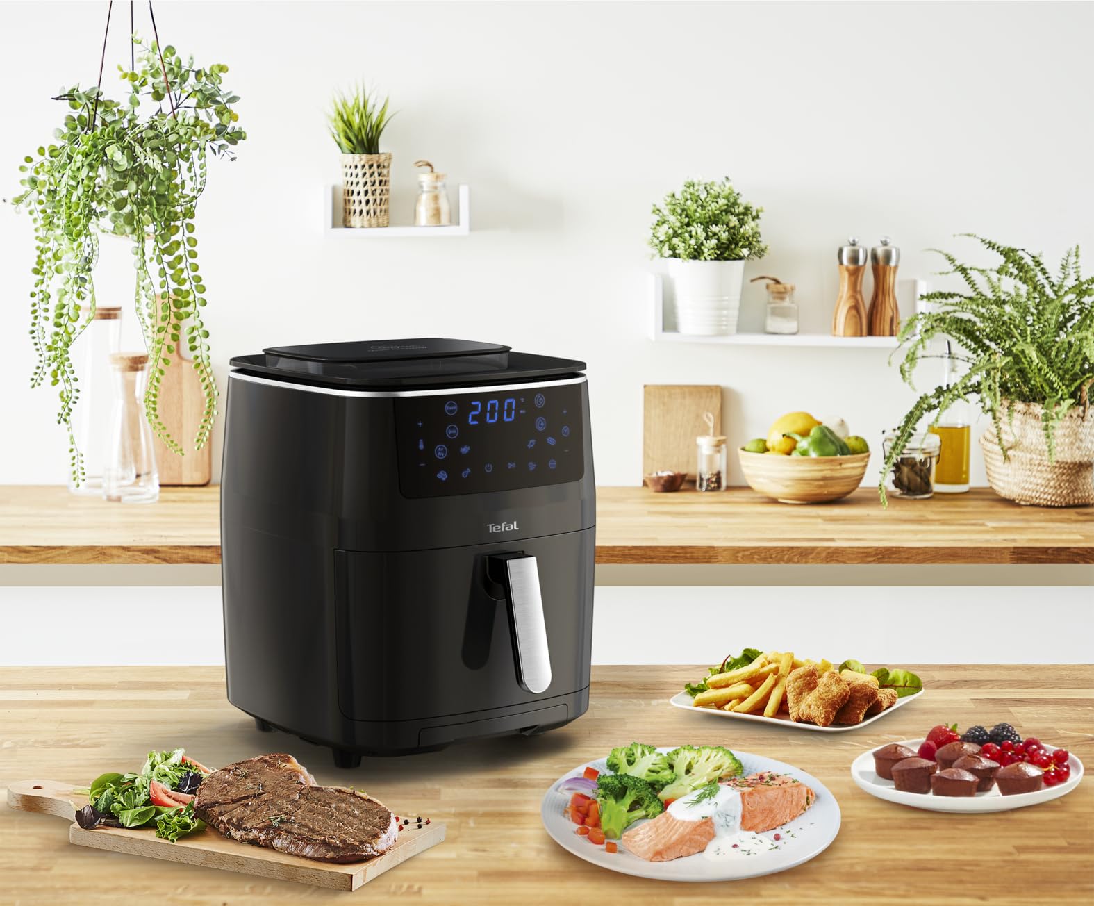 Tefal FW2018 3-in-1 Easy Fry Grill & Steam Hot Air Fryer - 6.5L Capacity with 7 Automatic Programs, Timer - Perfect for Healthy Frying, Grilling & Steaming at Home - Black