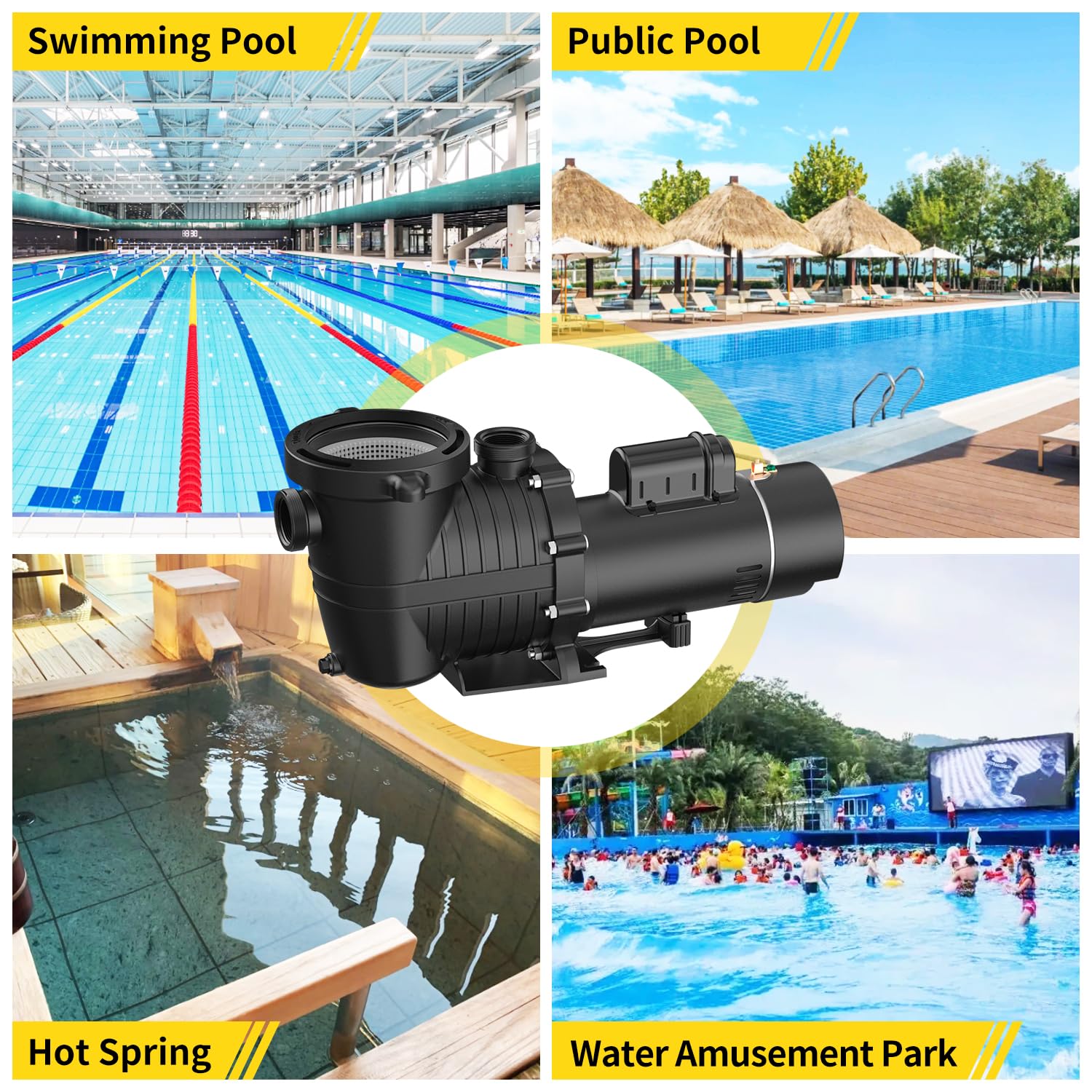 1.5HP Dual Voltage Pool Pump 4500GPH Inground/Above Ground - Self-Priming Water Pump for Swimming Pools, Hot Tubs & Seawater (115V/230V 60HZ, 42FT Head Lift) - Perfect for Residential & Commercial Pool Maintenance, Water Circulation & Filtration Systems