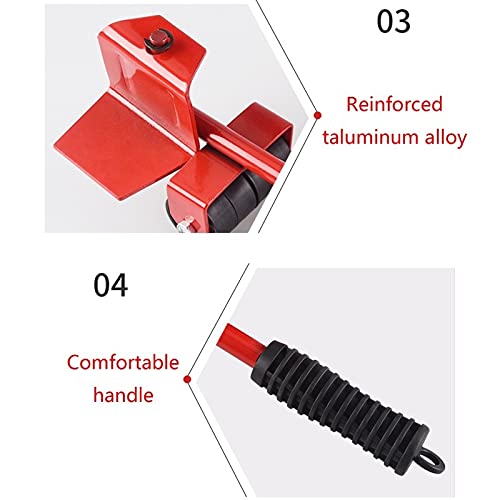 360 Degree Professional Furniture Mover Tool Set - Heavy Duty 4 Wheeled Roller with Universal Pulley & 1 Bar Tool Kit (5pcs) - Perfect for Moving Couches, Appliances, and Home Renovation Projects