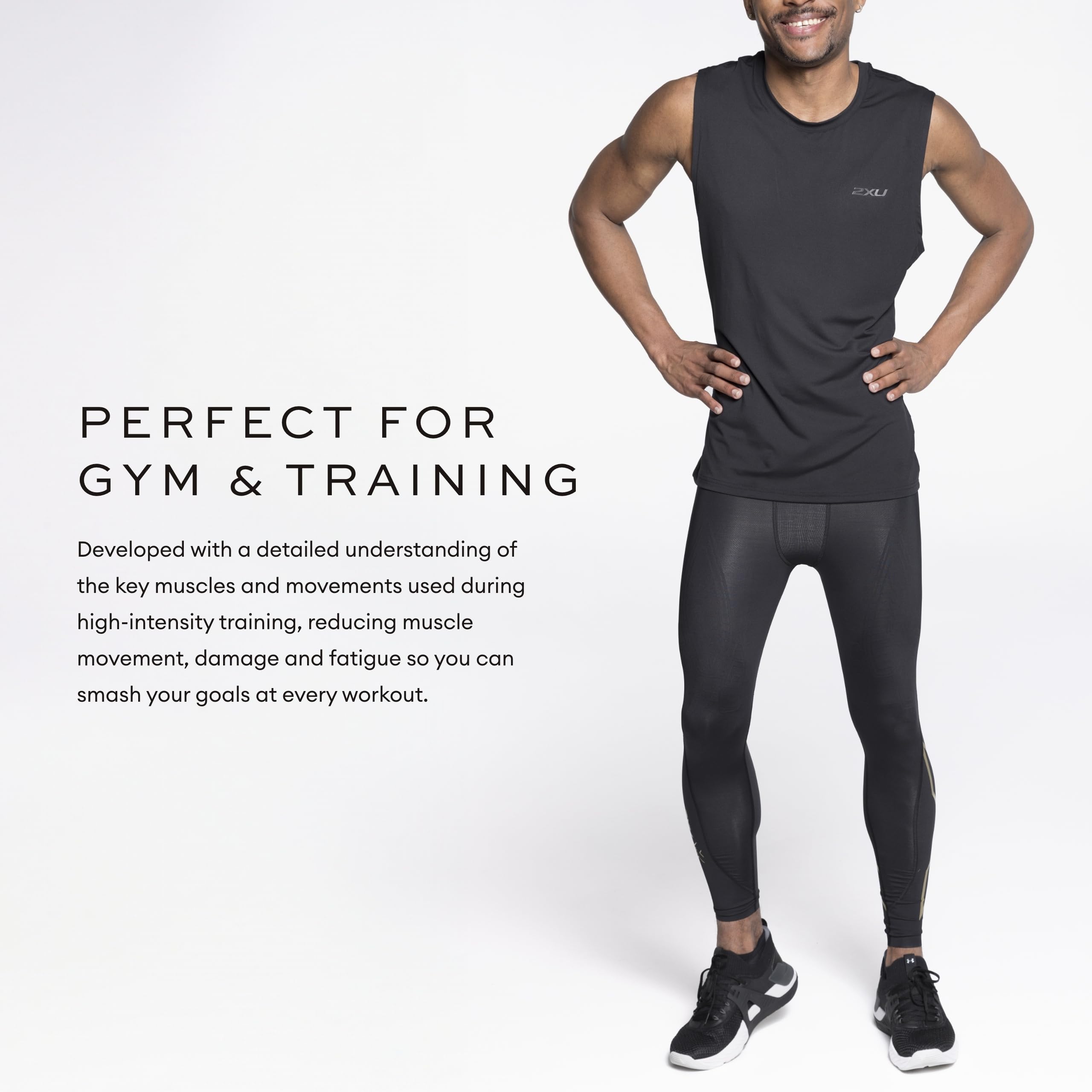 2XU Men's Force Compression Tights - High Performance Workout Leggings for Running, Cycling & Gym Training - Reduce Muscle Fatigue & Improve Recovery