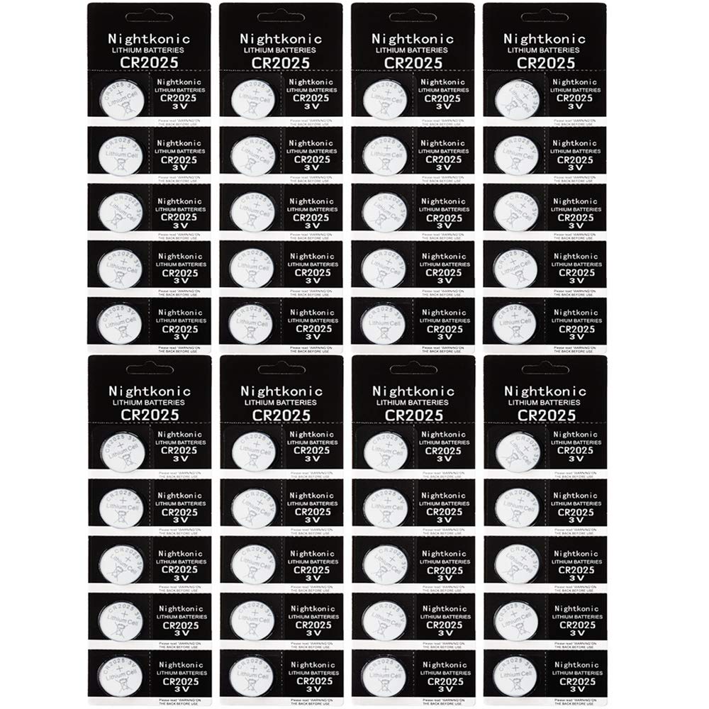 Nightkonic 40-Pack CR2025 3V Lithium Coin Button Cell Batteries - Long Lasting Power for Watches, Calculators, Key Fobs & Medical Devices