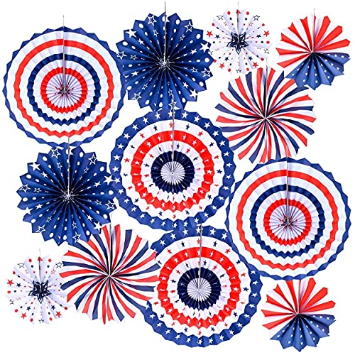 12 Pcs American Flag Hanging Fan