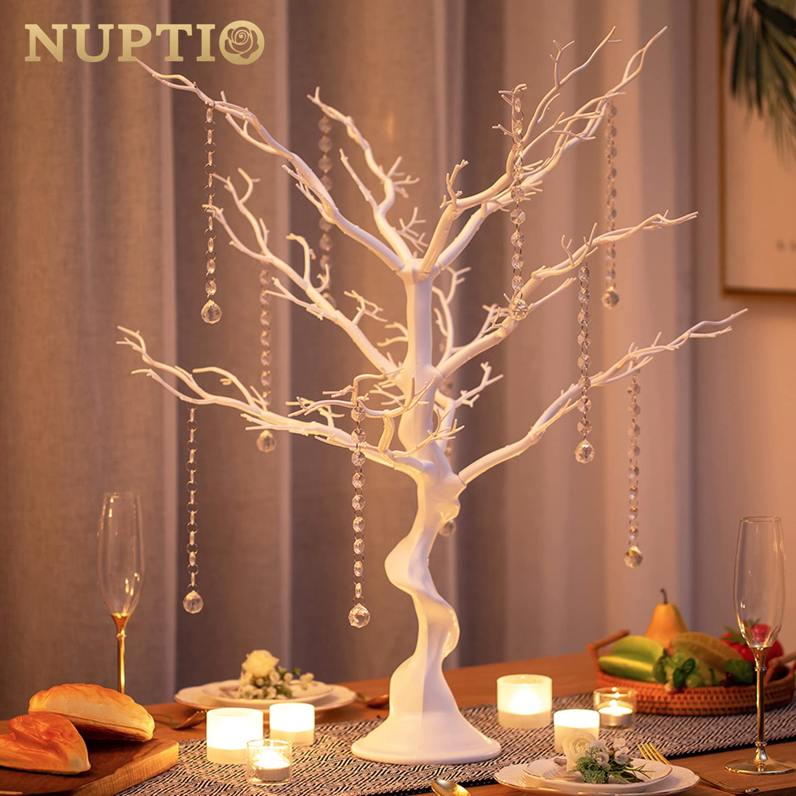 30 Inch White Artificial Manzanita Christmas Tree Branches - 2 Pack Wedding Centerpiece for Tables, Holiday & Christmas Decorations - Perfect for Weddings, Parties, Home & Office Decor