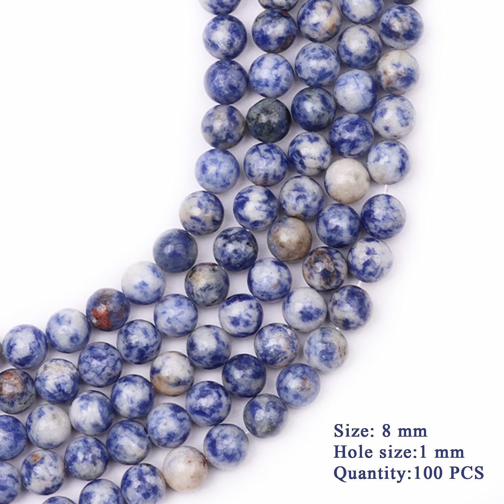 100pcs 8mm Natural Stone Beads - Genuine Round Loose Gemstones for DIY Jewelry Making, Smooth Beads for Bracelets, Necklaces & Earrings - Perfect for Handmade Gifts, Boho Style Accessories and Craft Projects